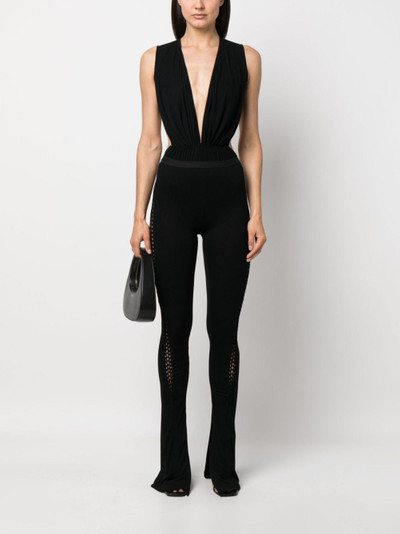 Rick Owens Lilies perforated-detail mid-rise leggings outlook