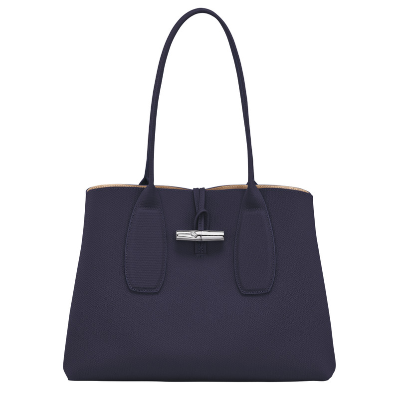 Roseau L Tote bag Bilberry - Leather 1