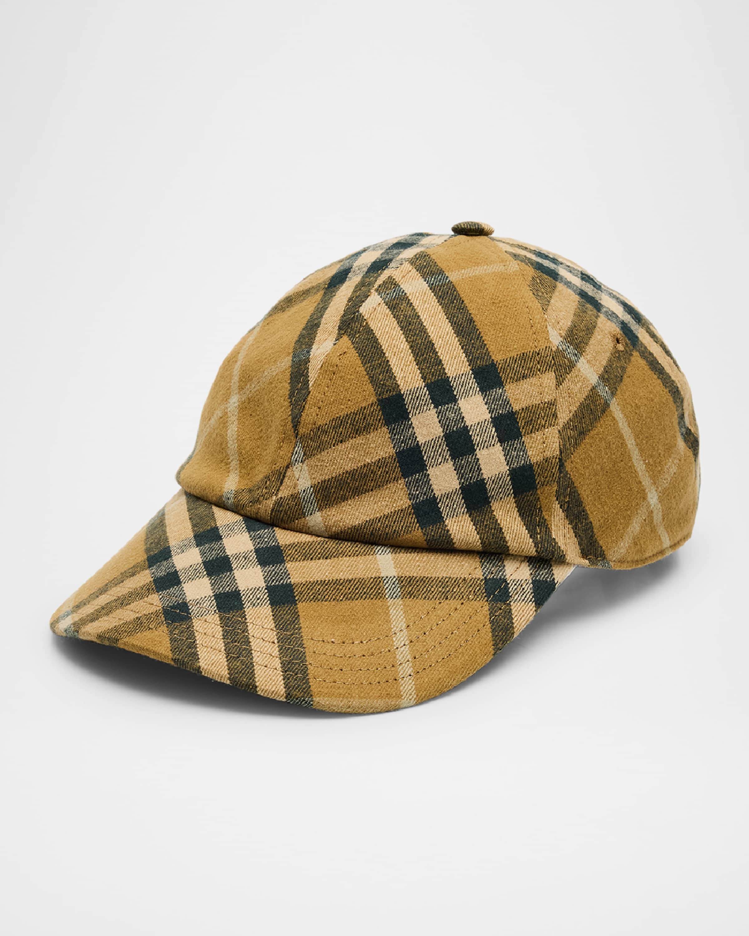 Vintage Check-Print Cotton Baseball Cap - 1