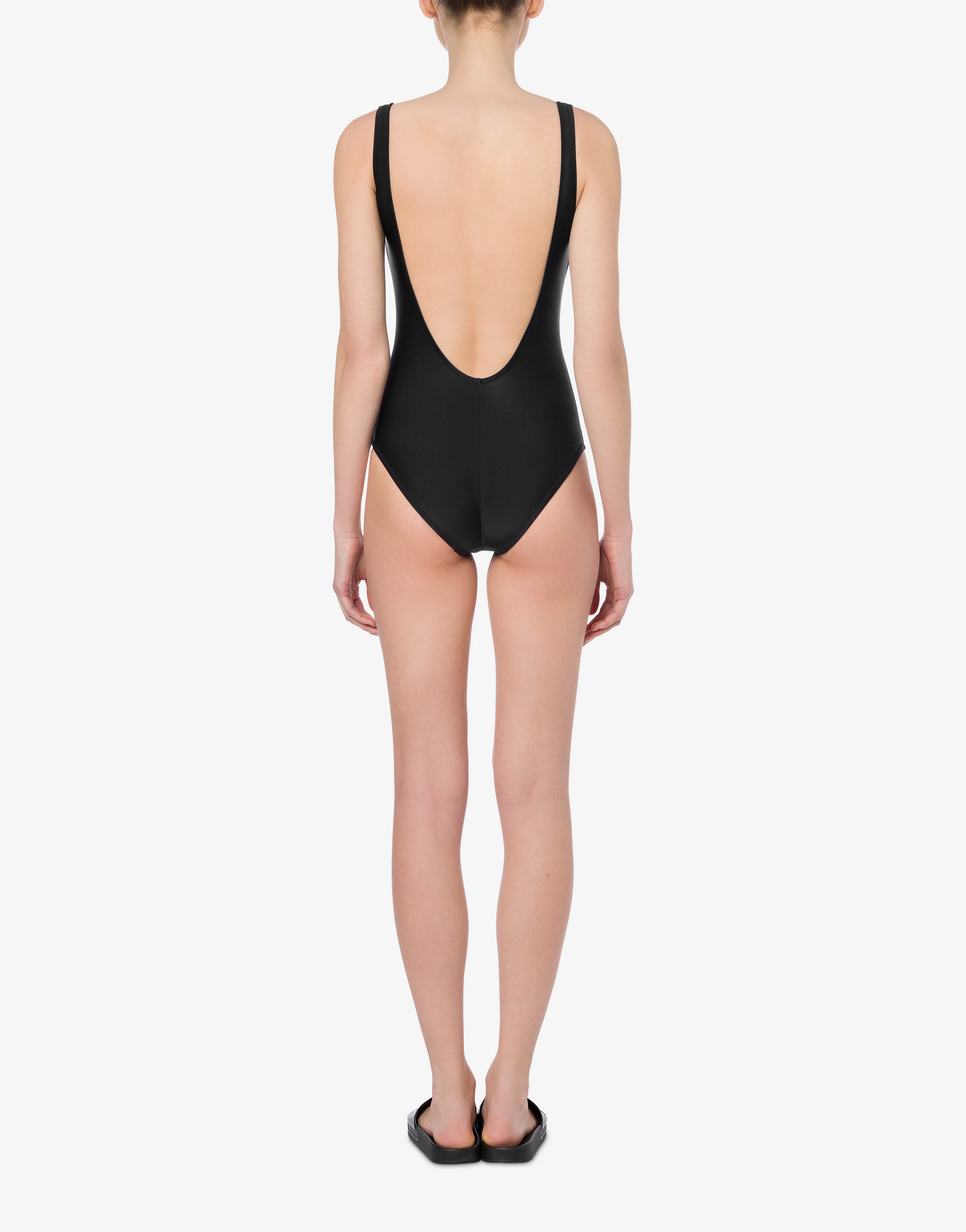 DOUBLE QUESTION MARK FLEECE ONE-PIECE SWIMSUIT - 3