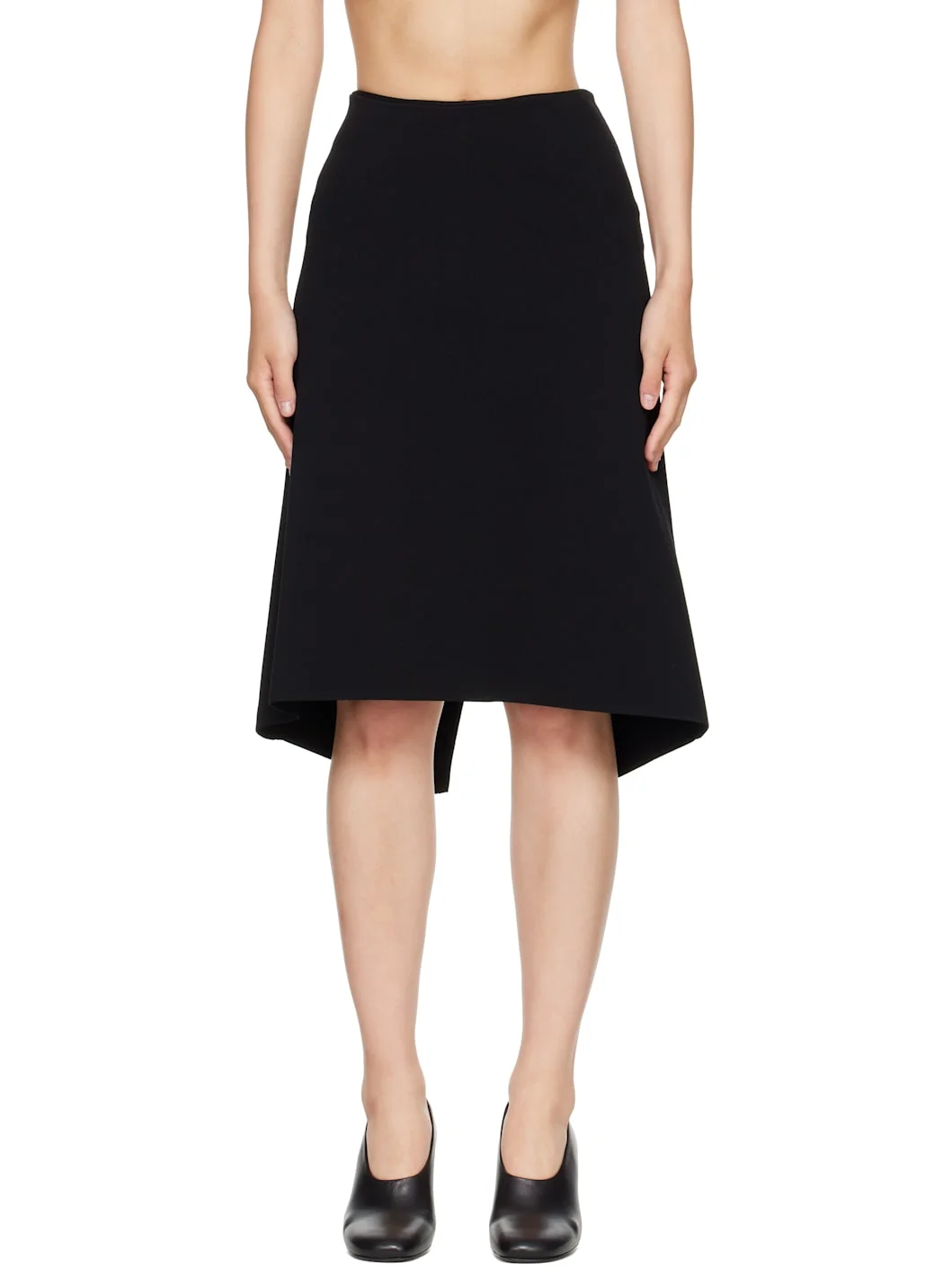 Black Dipped Knit Midi Skirt - 1