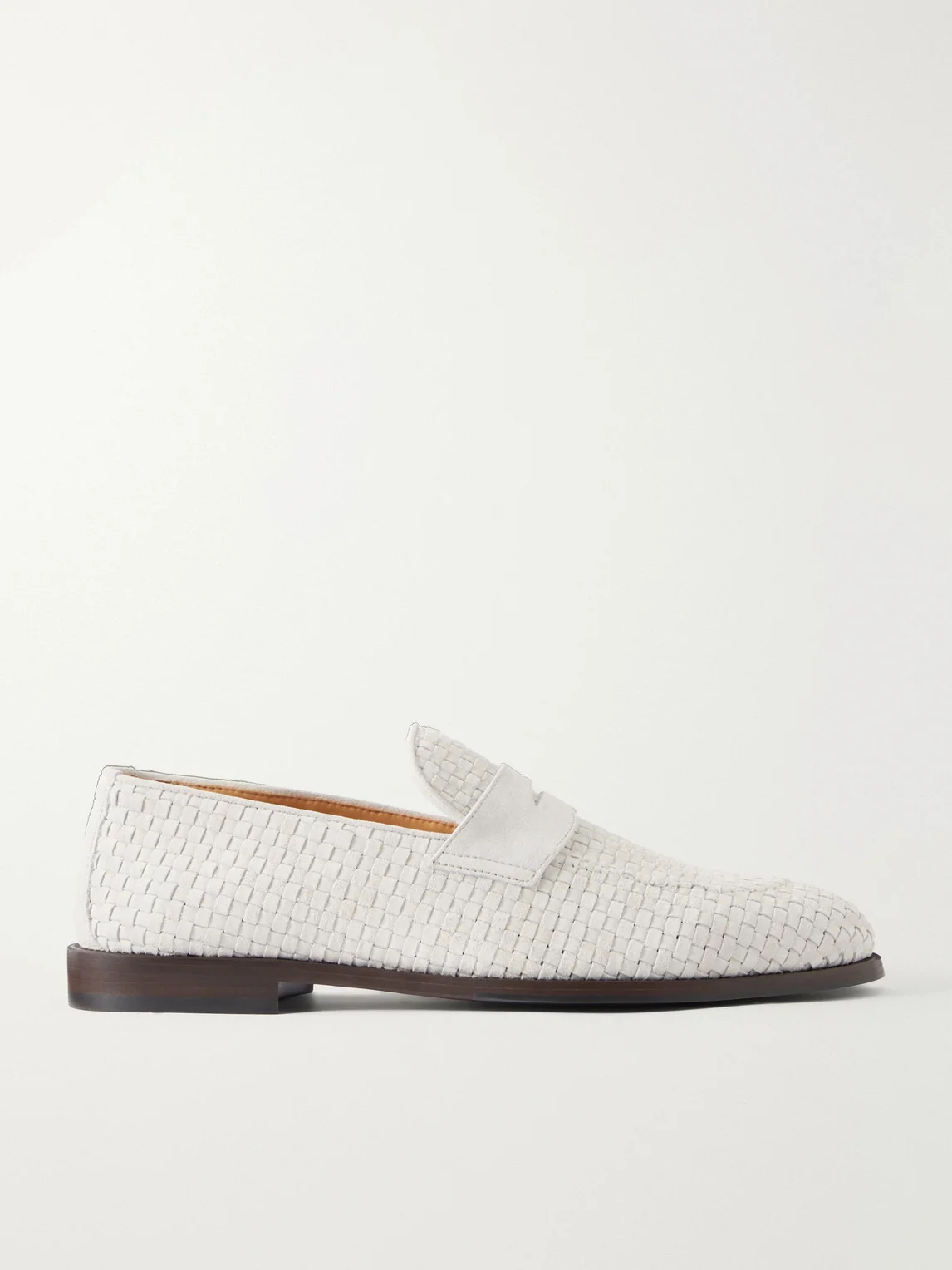 Woven Suede Penny Loafers - 1