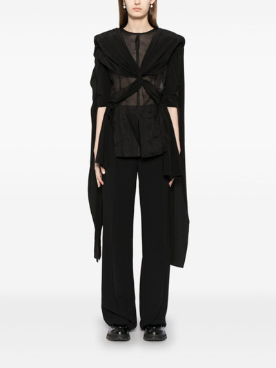 Yohji Yamamoto semi-sheer cotton-silk top outlook