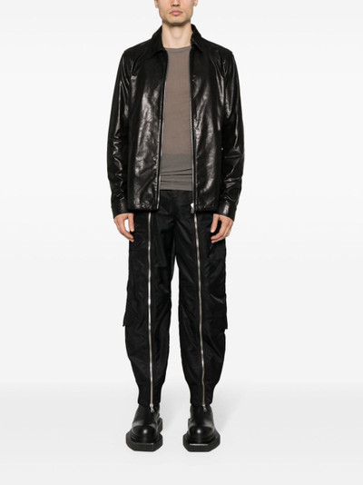 Rick Owens classic-collar leather jacket outlook