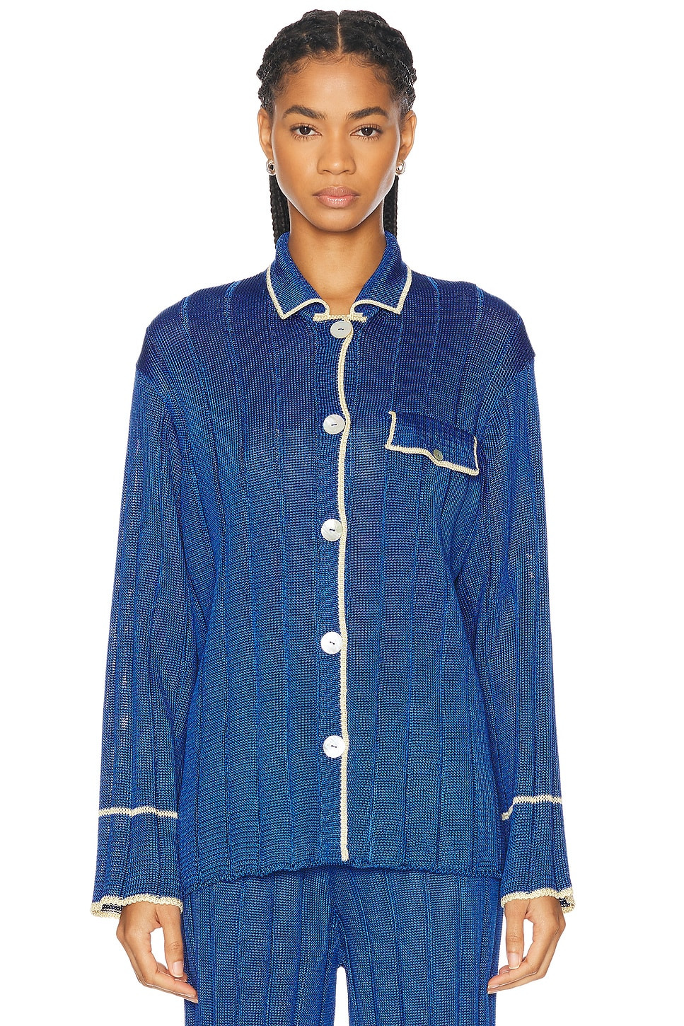 Wide Rib Long Sleeve Pajama Shirt - 2