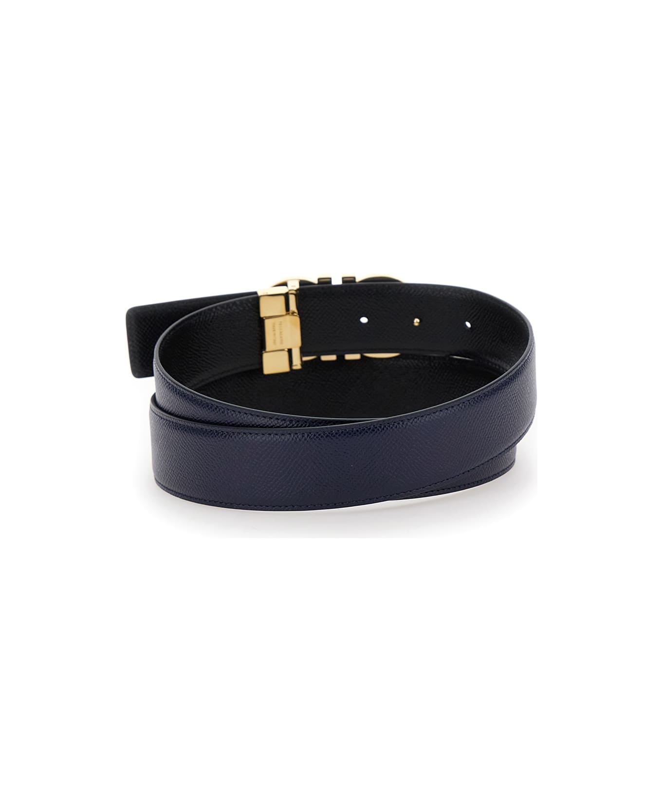 Black Reversible Belt With Gancini Buckle In Leather Man - 2