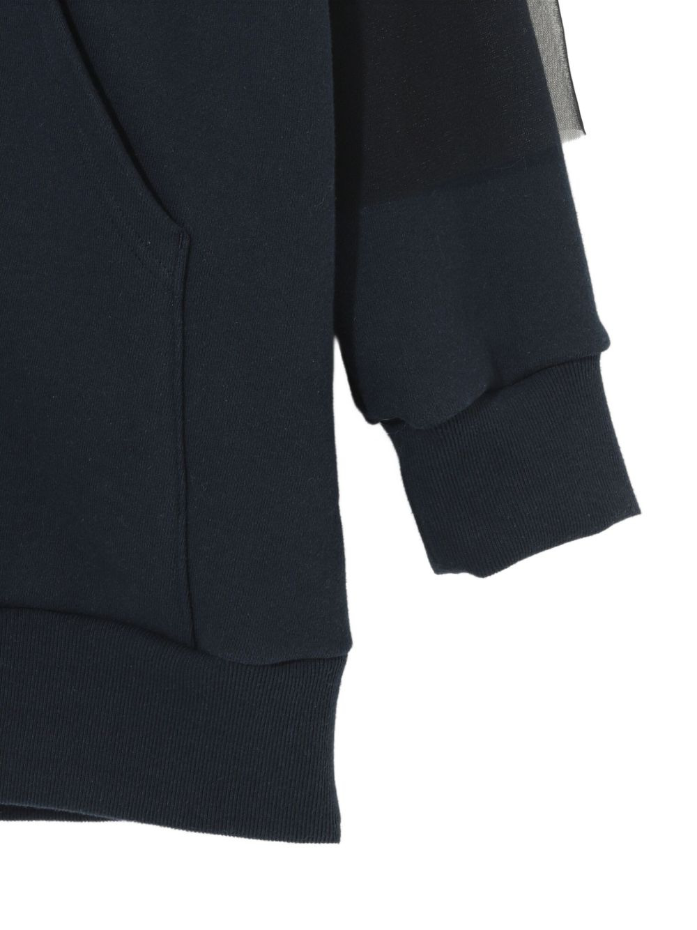 tulle-paneled zip-up hoodie - 5