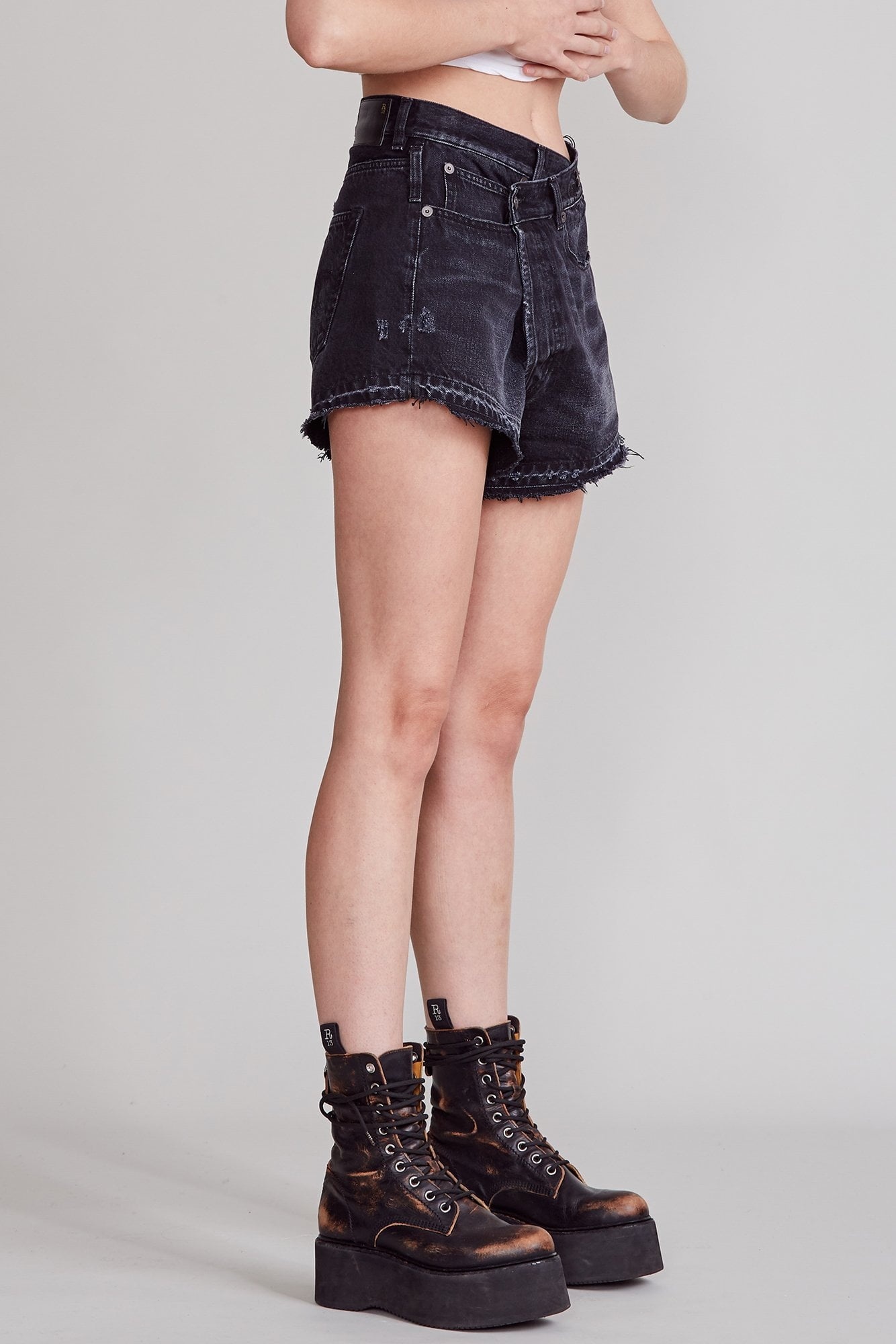 R13 Crossover Short Jake Black R13 Denim Official Site REVERSIBLE