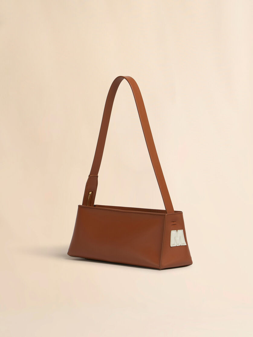 BROWN LEATHER MUSEO BAGUETTE BAG - 3