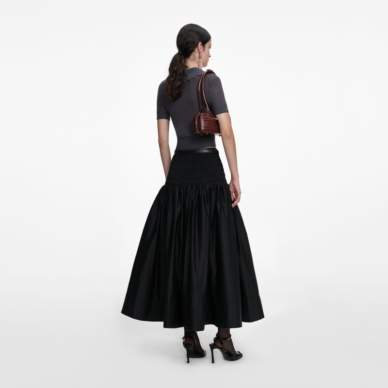 self-portrait Grey Embroidered Pointelle Knit Top outlook