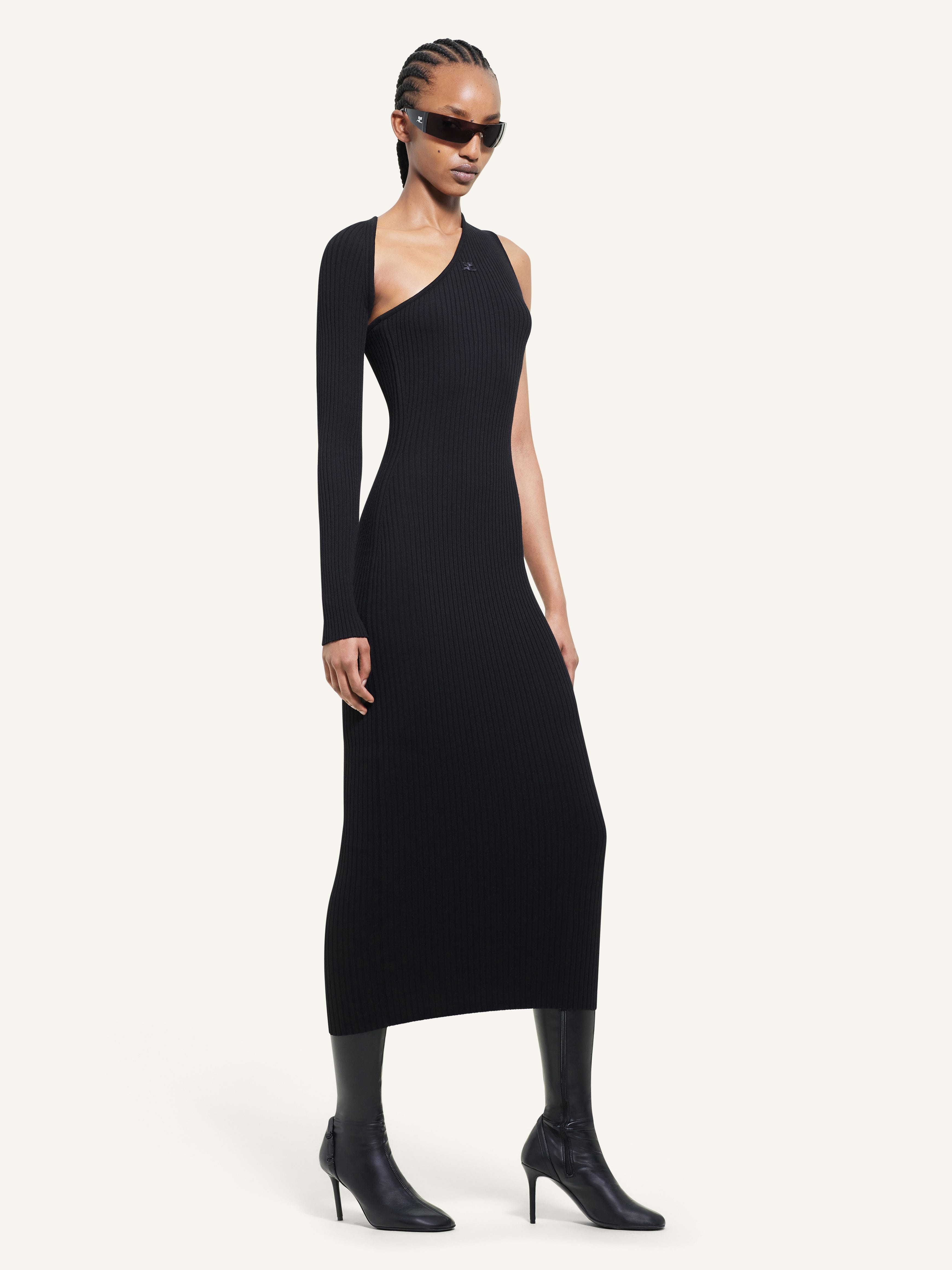 SLASH RIB KNIT LONG DRESS - 3