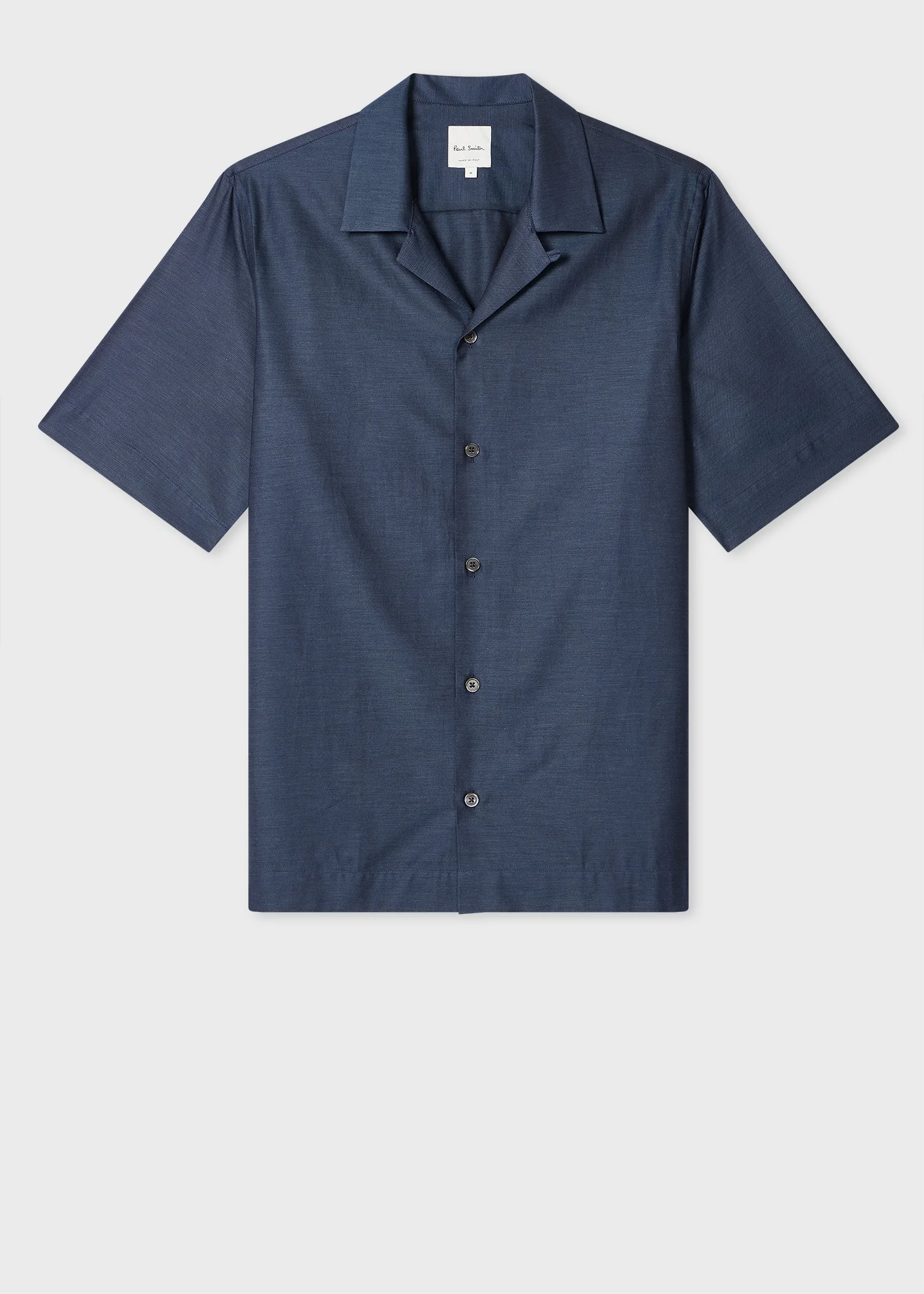 Navy Brushed Cotton-Twill Short-Sleeve Shirt - 1