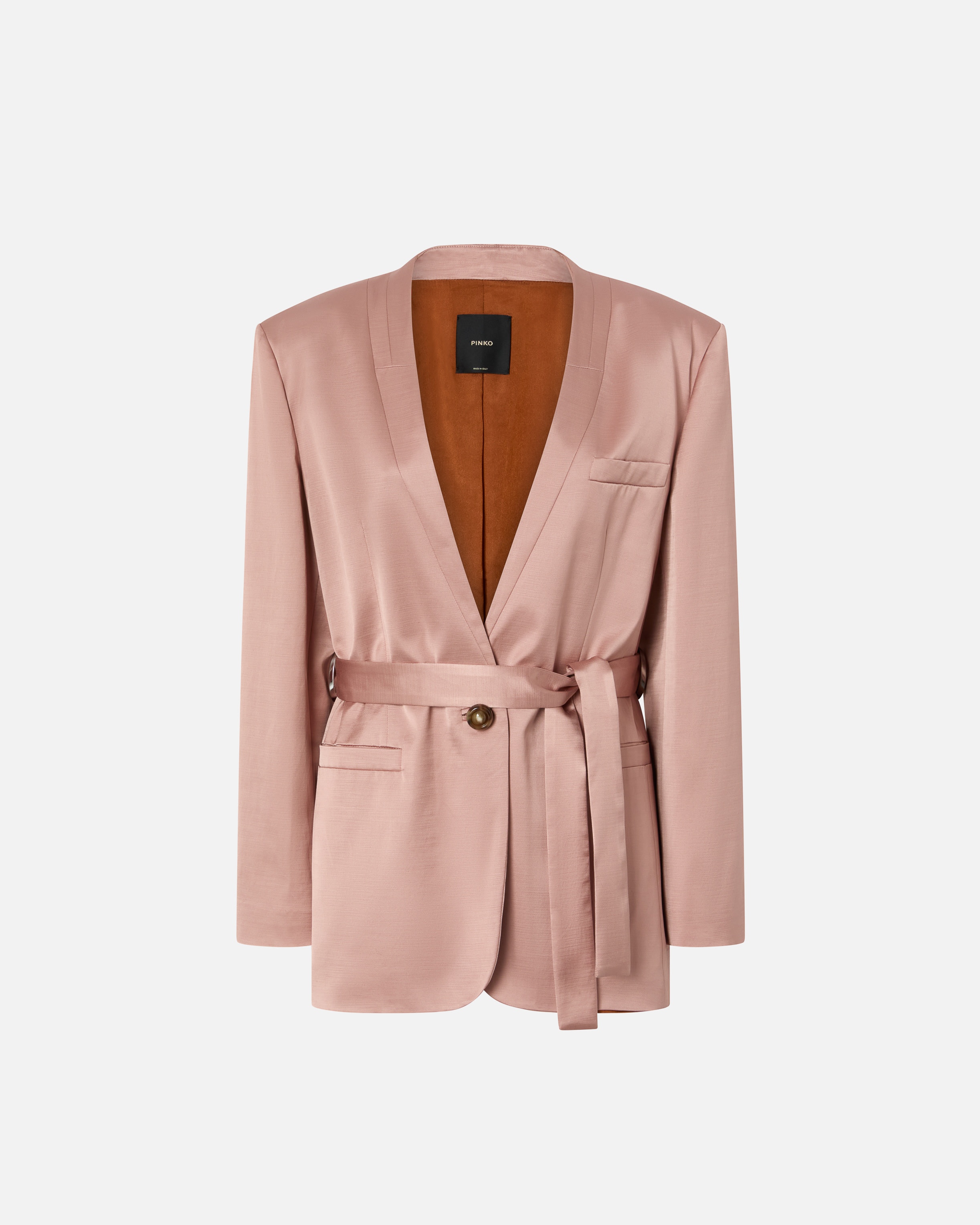 SATIN FORMAL BLAZER WITH BELT - 1