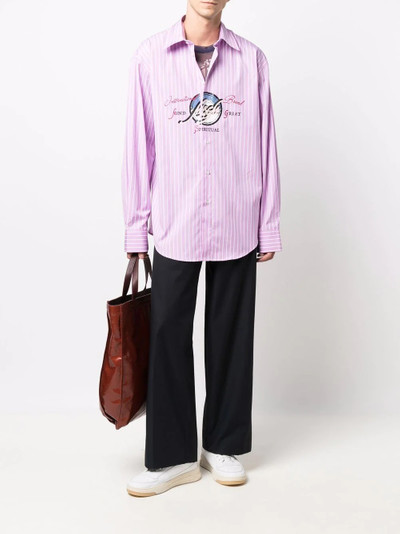 MSGM logo-print pinstripe shirt outlook