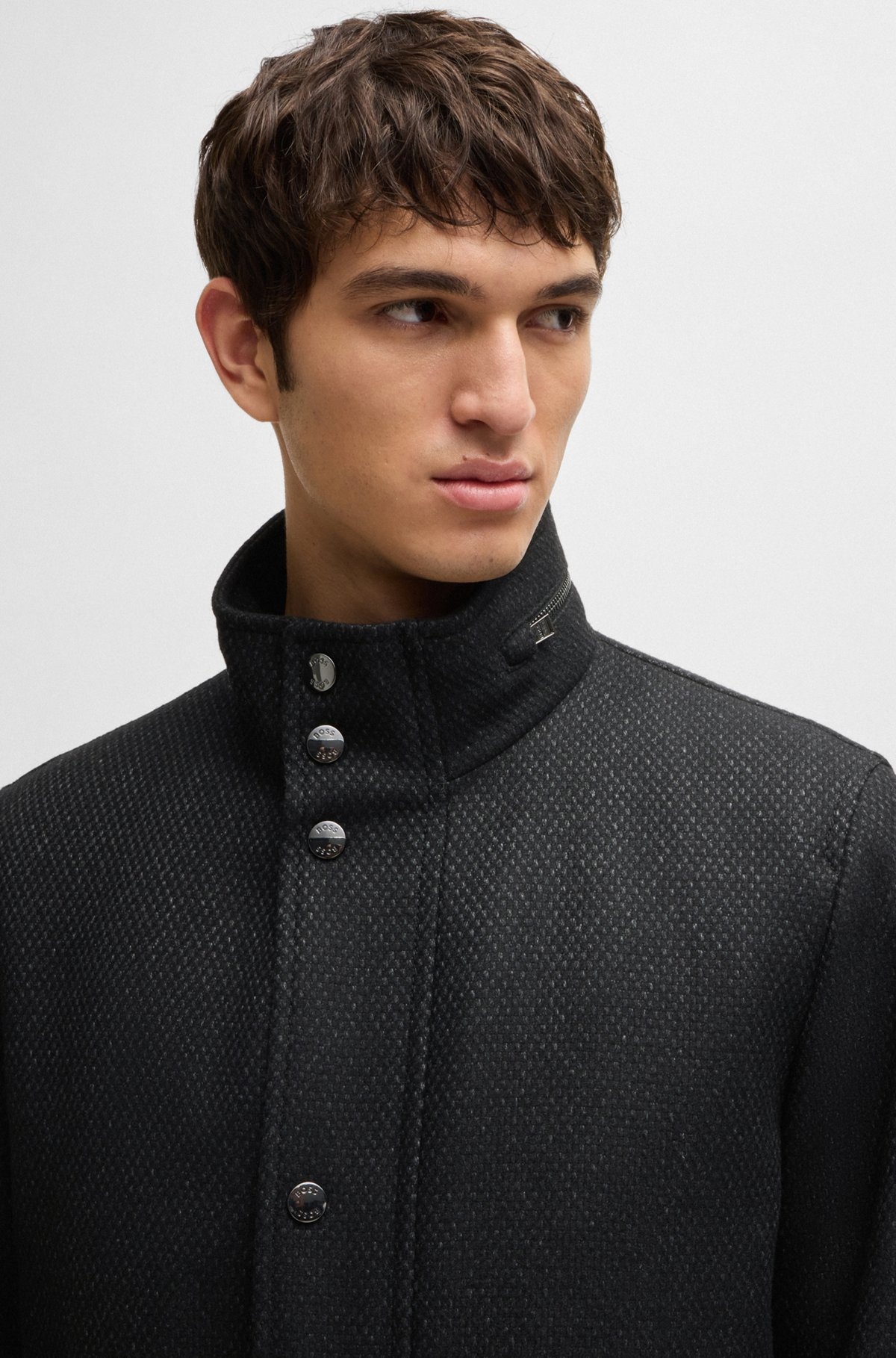 RELAXED-FIT COAT IN MICRO-PATTERNED WOOL - 3