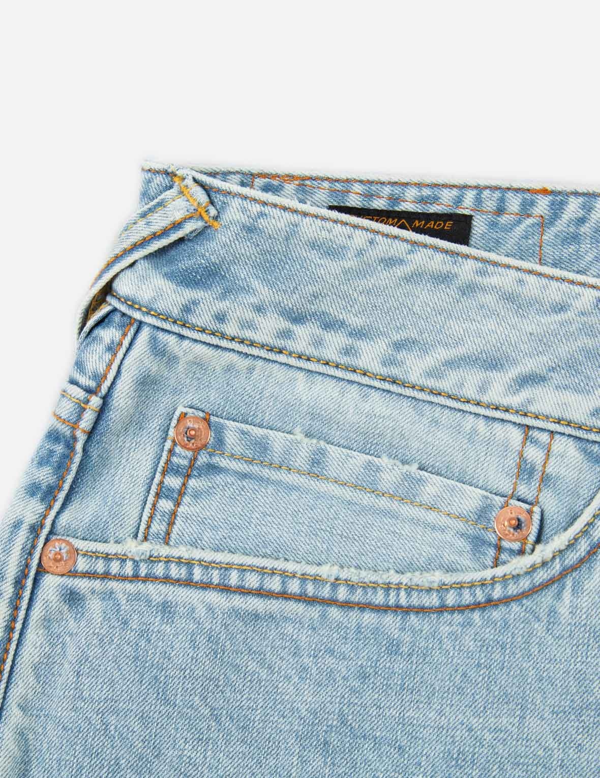 SLOGAN DAICOCK PRINT DENIM SHORTS - 8