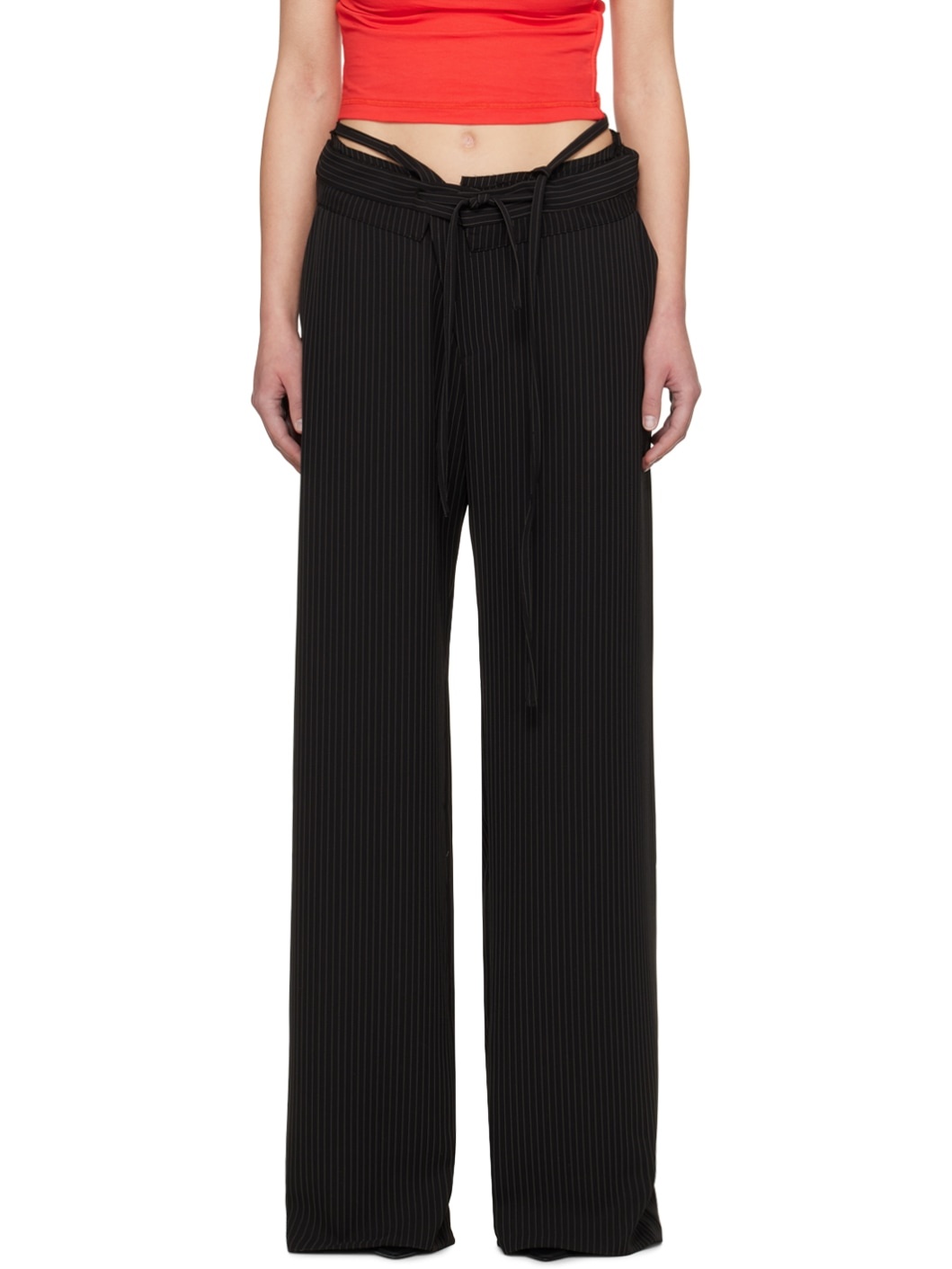 Black Double Fold Trousers - 1