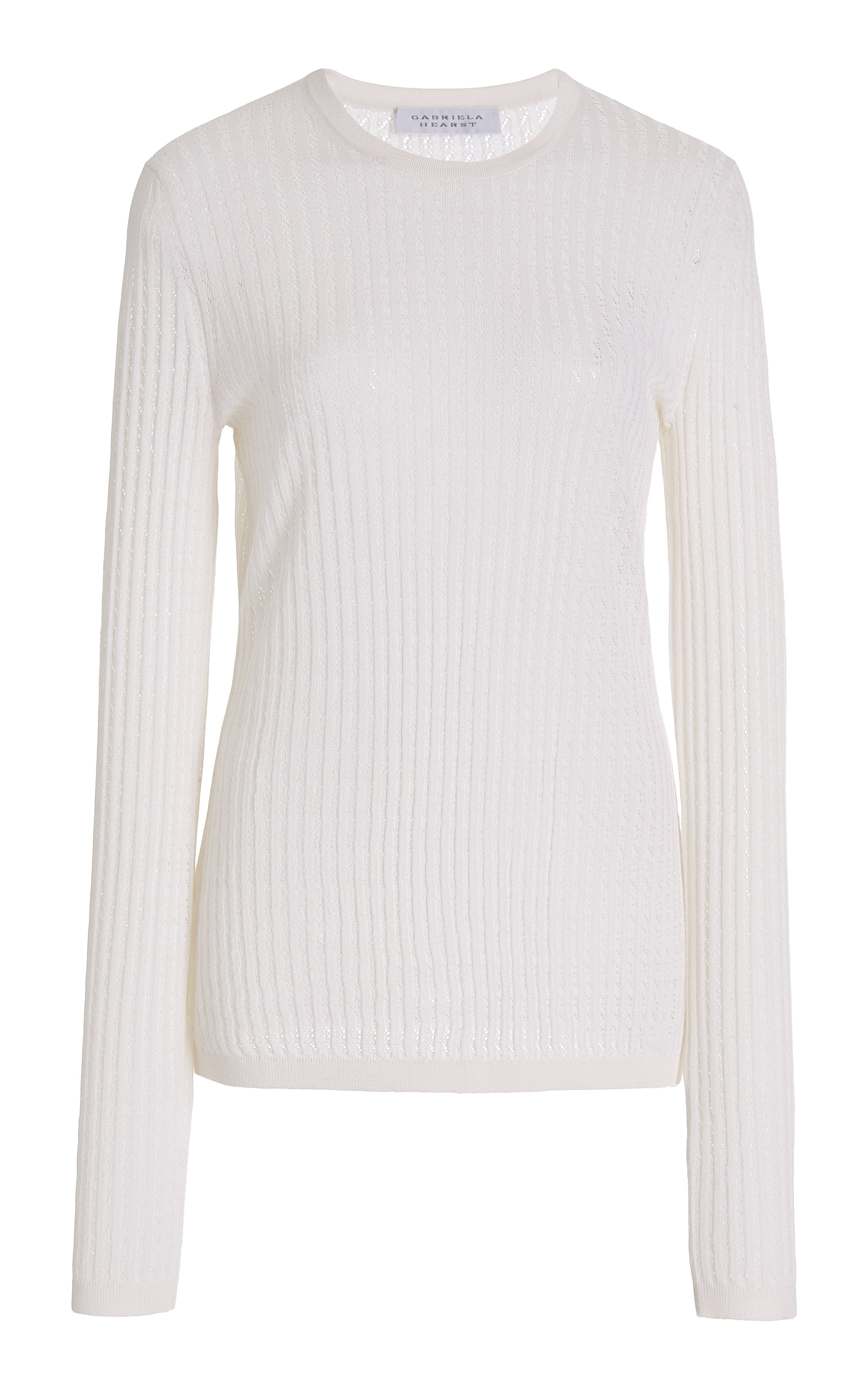 Mary Pointelle Crewneck in Silk Cashmere - 1