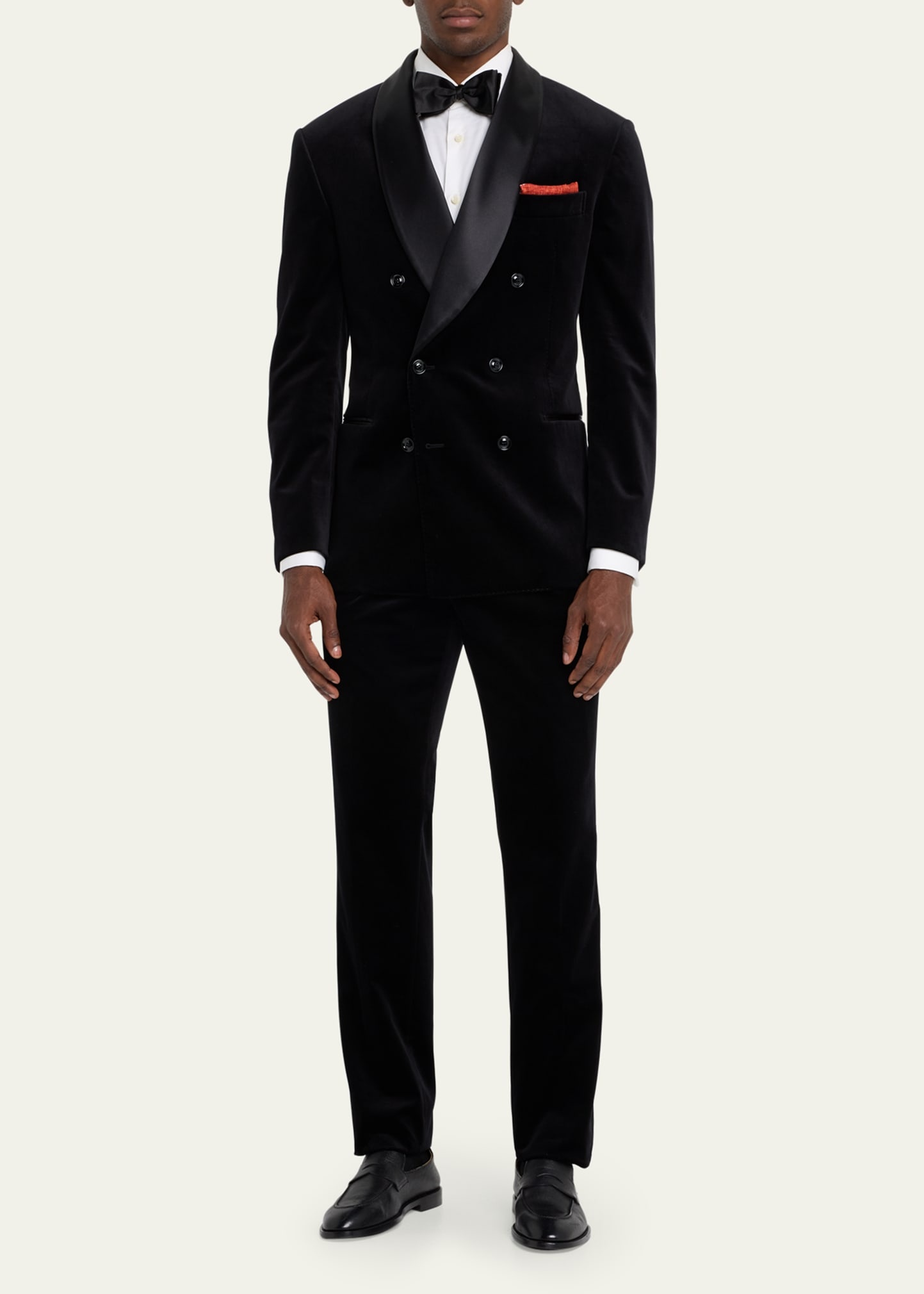 Men's Velvet Double-Breasted Shawl Tuxedo - 2
