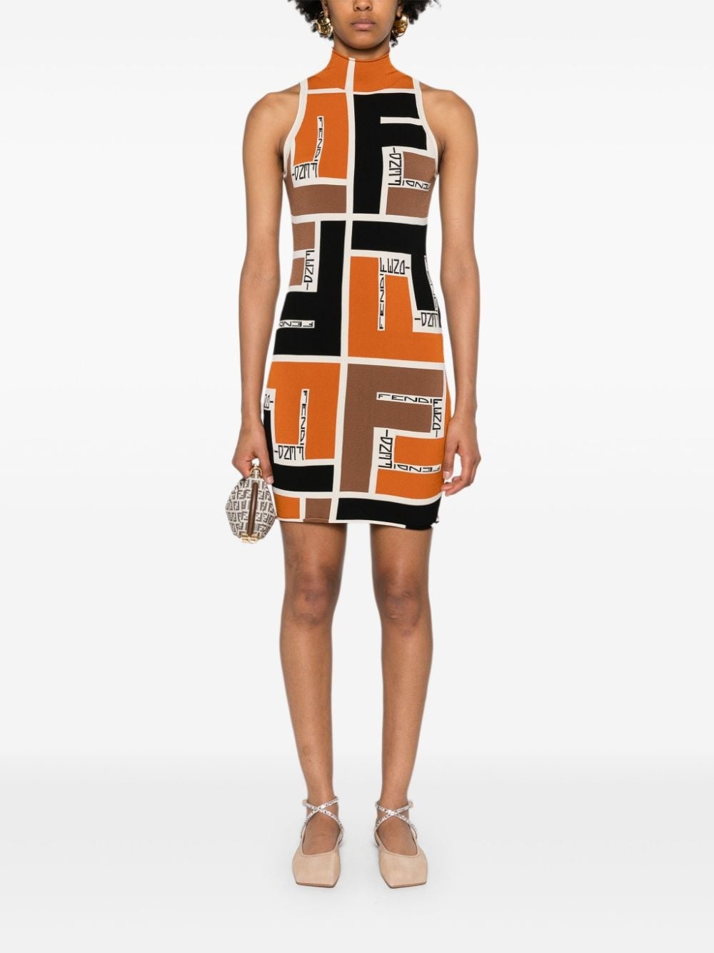 colour-block high-neck minidress - 2
