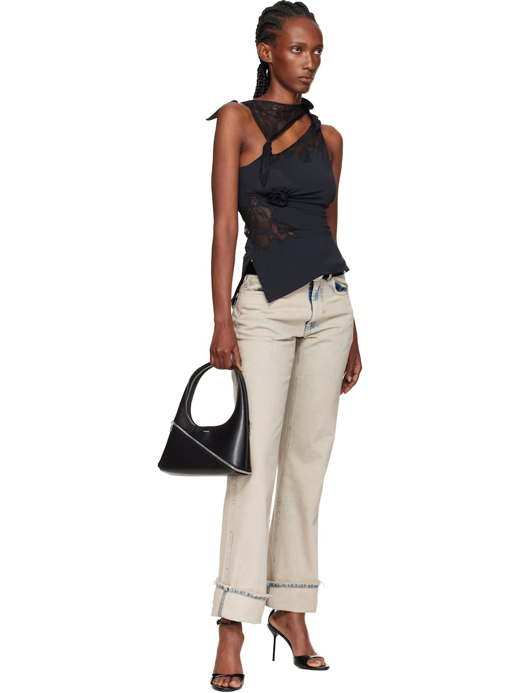 Black Zip Baguette Bag - 4