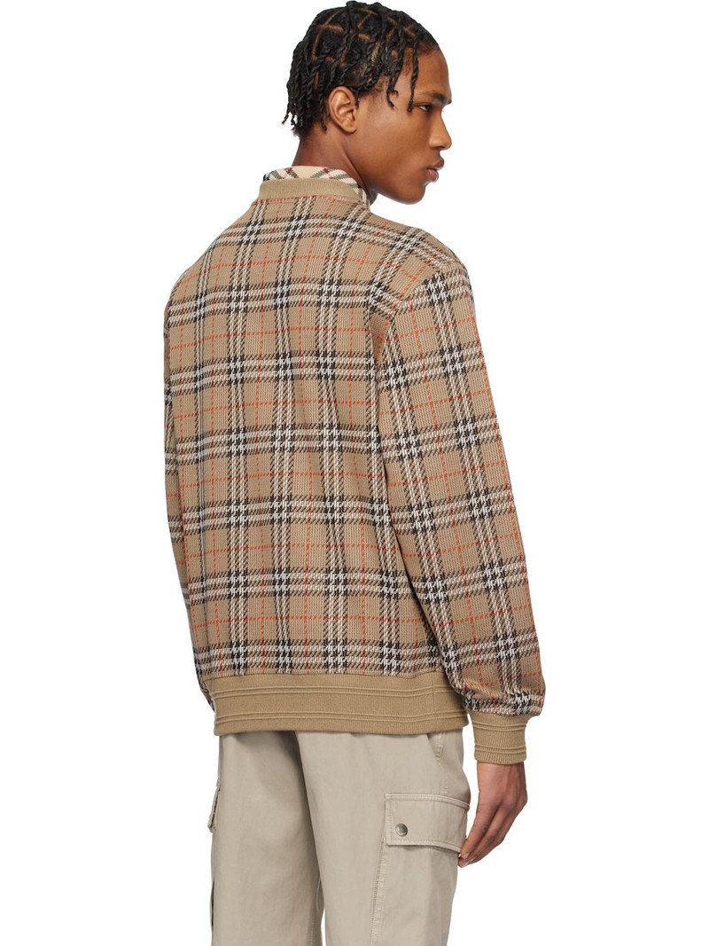 Brown Check Cotton Blend Sweater 3