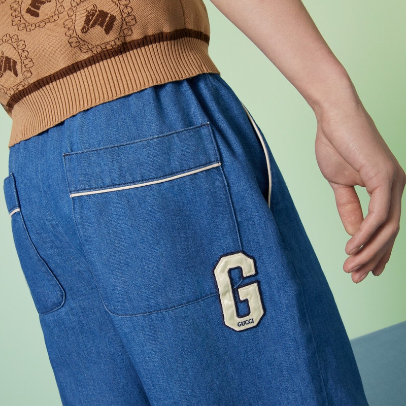 Denim shorts with G Gucci patch 3