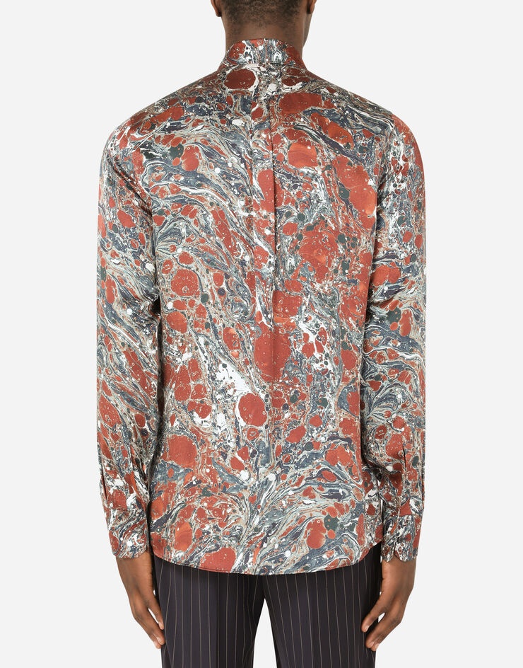 Silk Martini-fit shirt with marbled print - 3