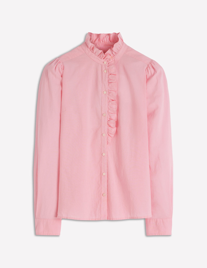 Isabel Ruffle Cotton Shirt-Spring Blossom Pink 1
