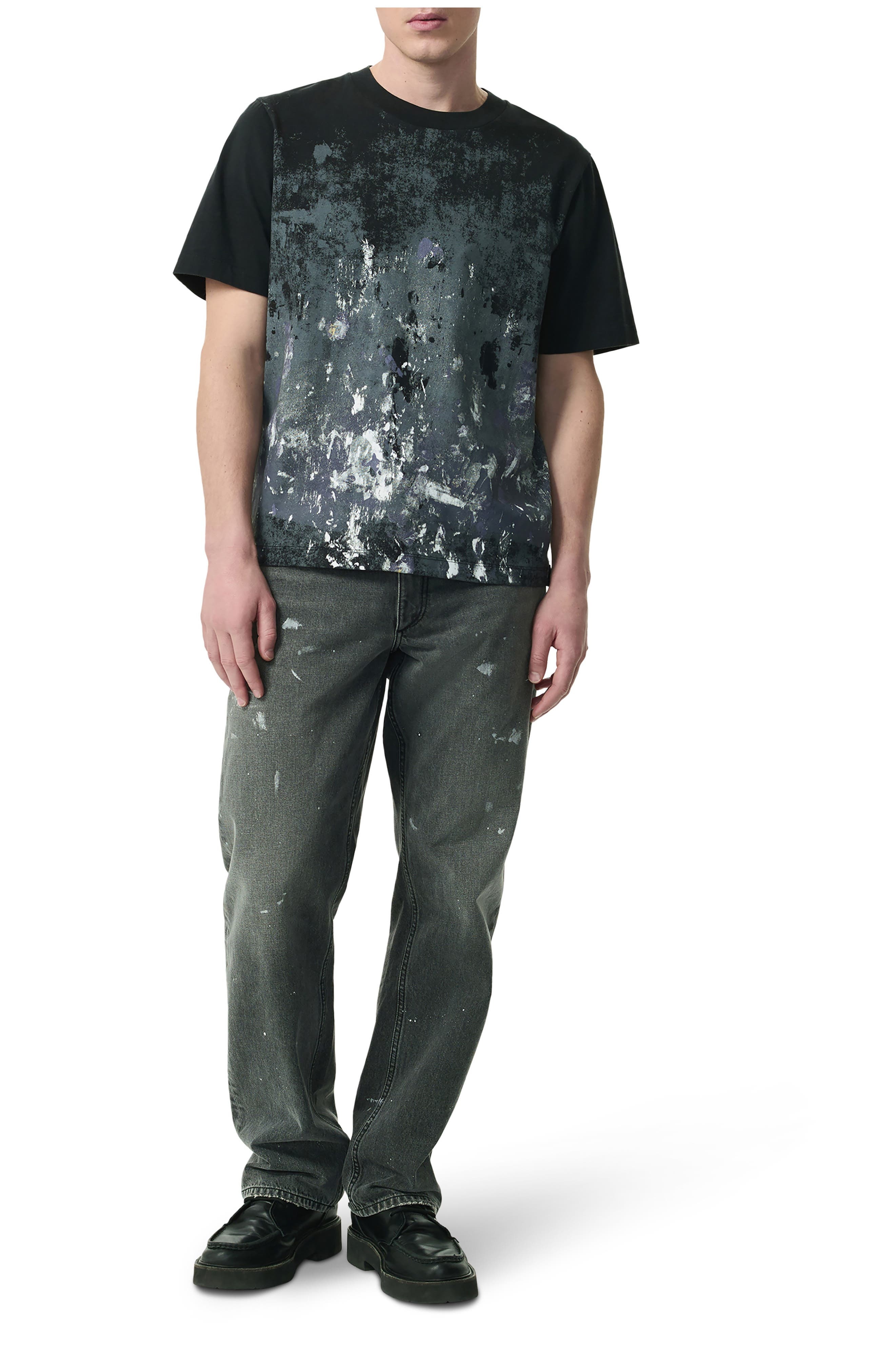 rag & bone Fit 4 Authentic Paint Splatter Rigid Straight Leg Jeans in Painted Charcoal at Nordstrom - 4