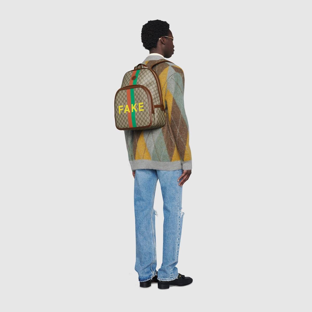 'Fake/Not' print medium backpack - 5