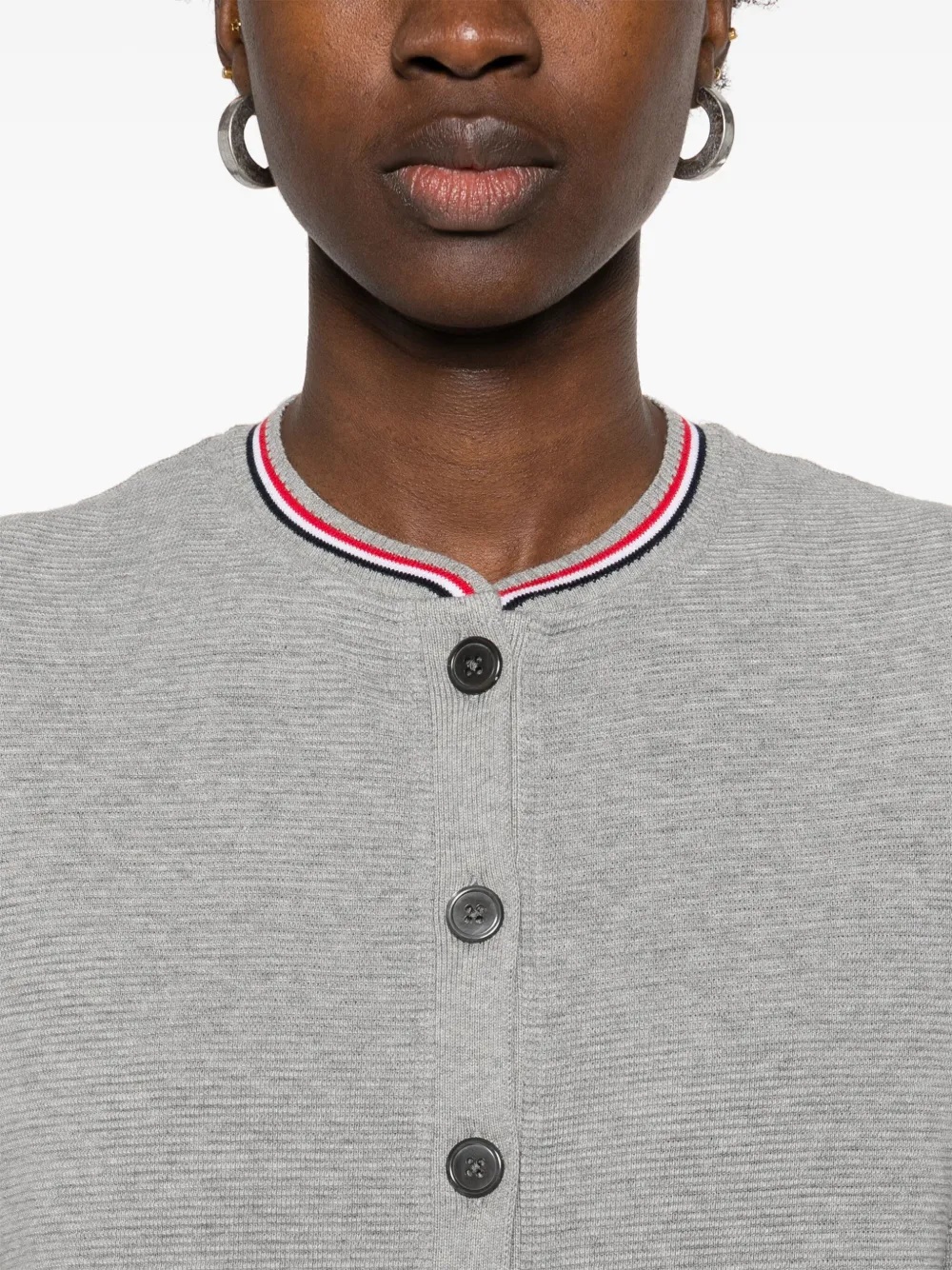 THOM BROWNE - Women Short Sleeve Crew Neck Cardigan - 4