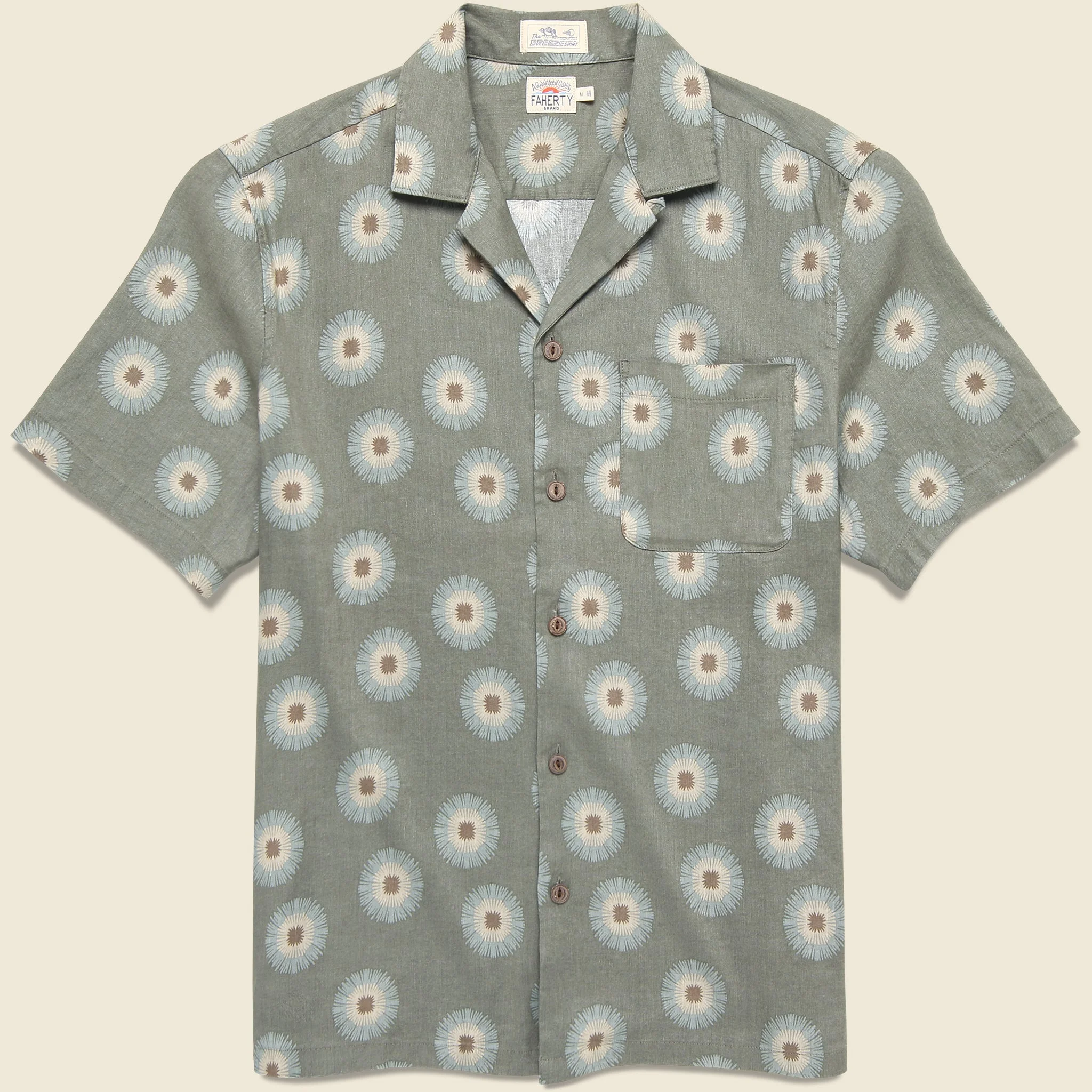 Breeze Camp Shirt - Island Olive Fireworks - 1