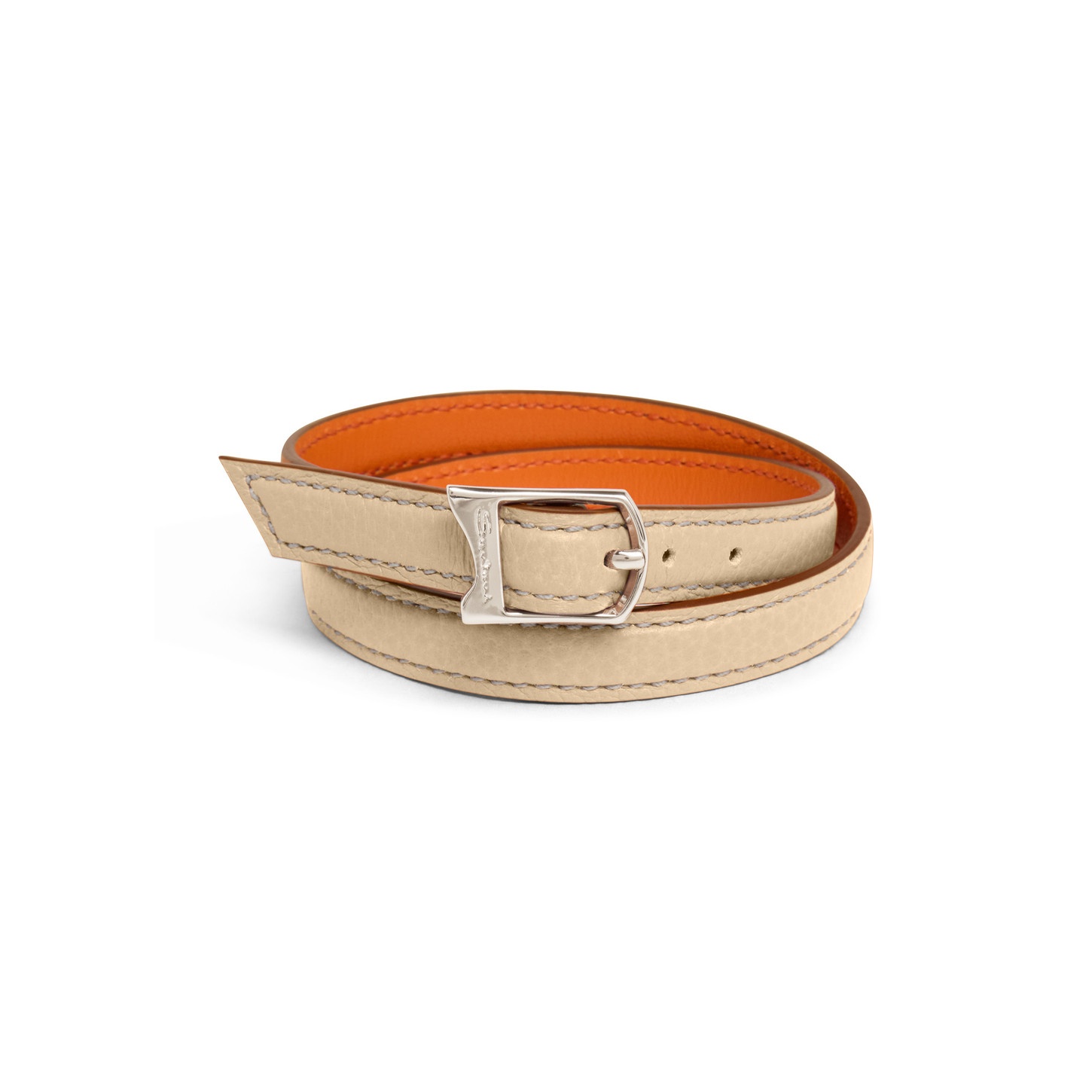 Nude tumbled leather bracelet - 1