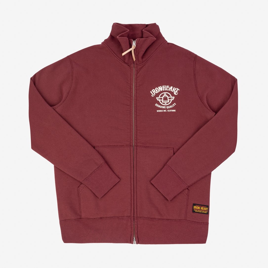 IHSW-60-BUR Printed 14oz Ultra Heavyweight Loopwheel Cotton Zip Up Sweater - Burgundy - 1