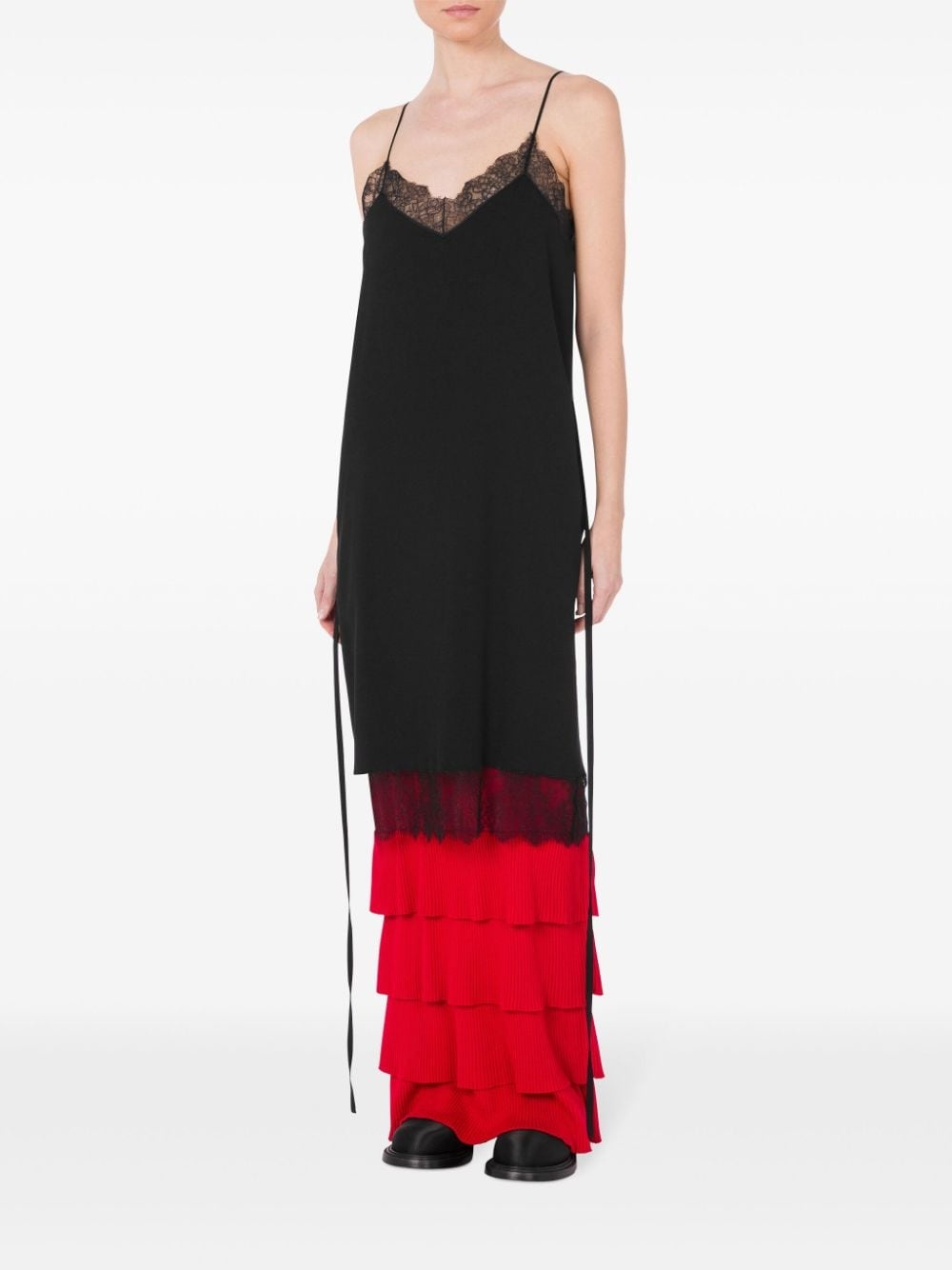 lace-panel knitted dress - 2