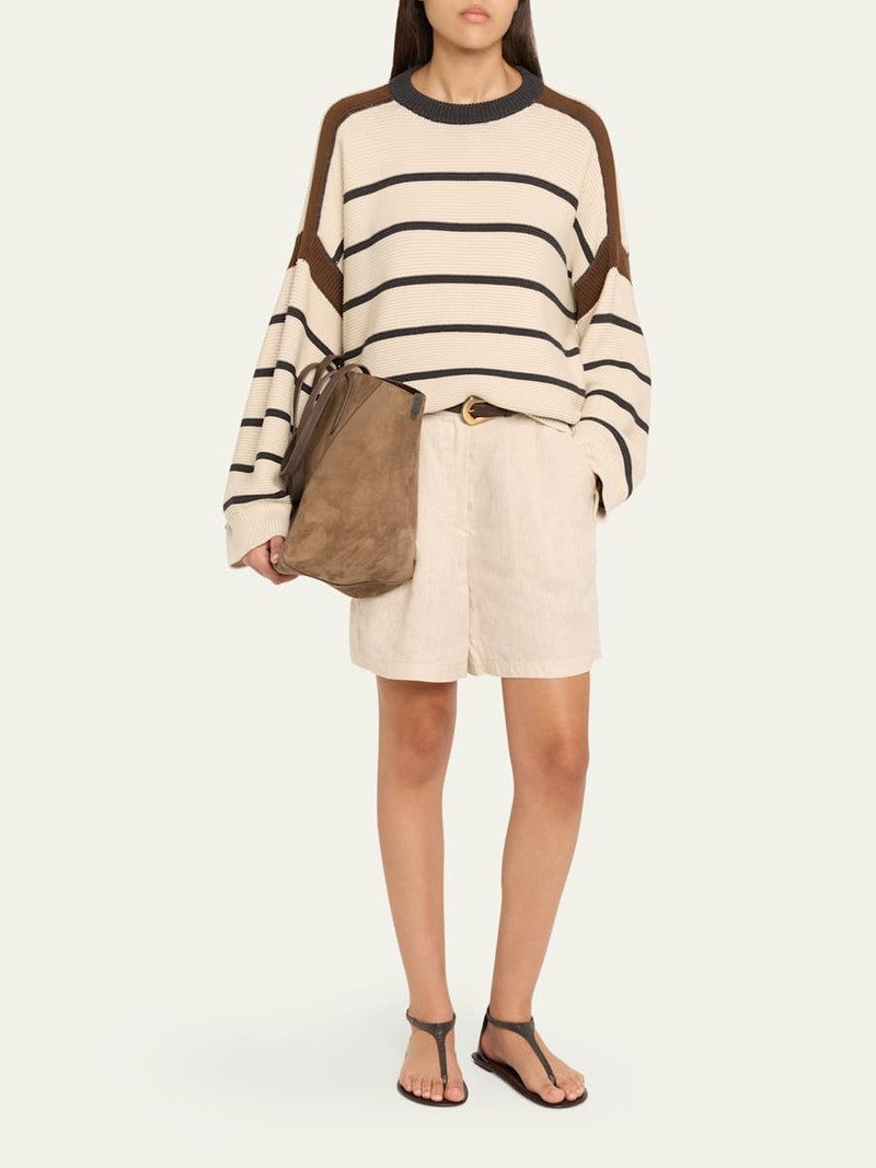 Brunello Cucinelli Geometric Monili Suede Tote Bag outlook