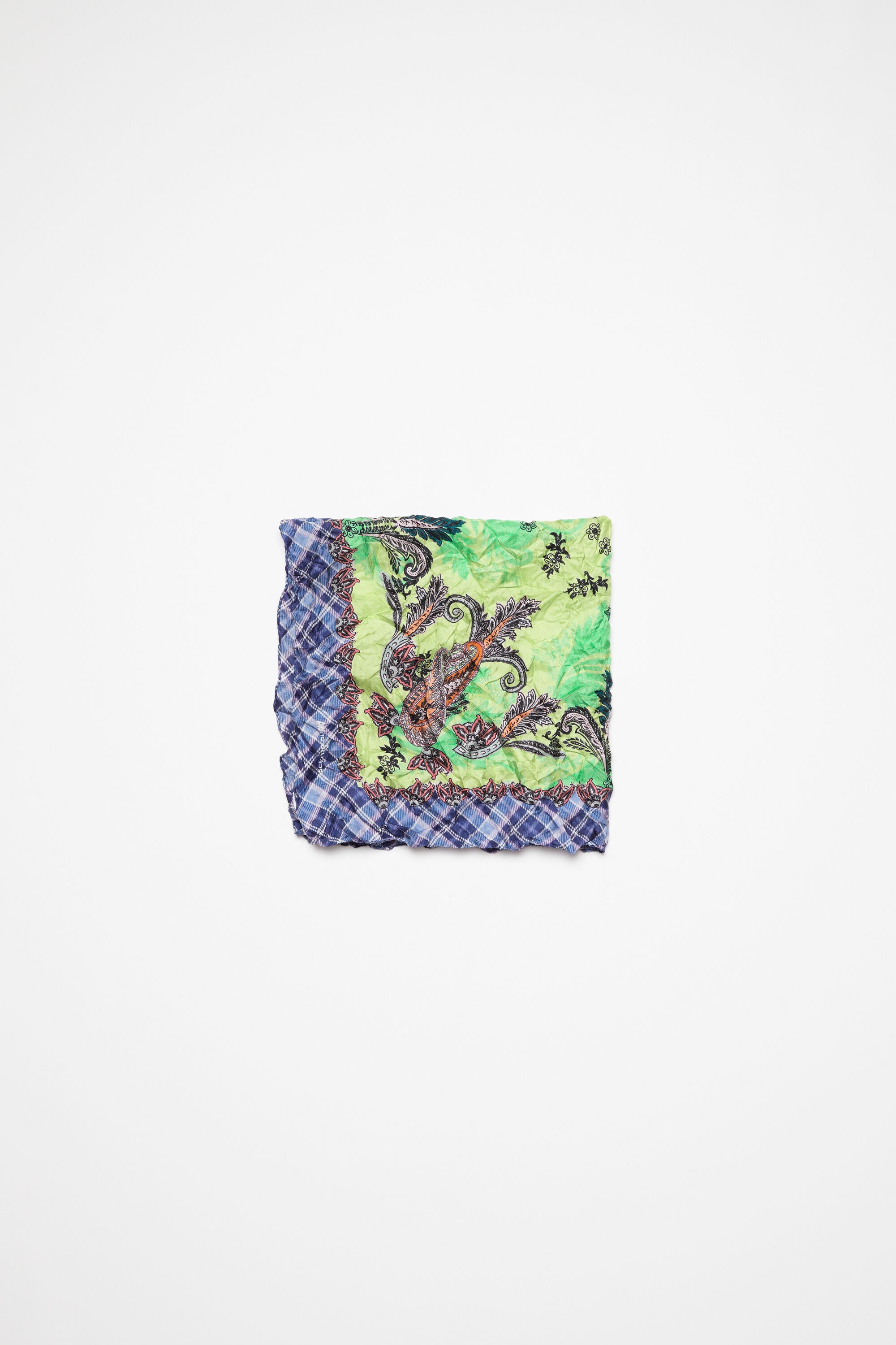 Print silk scarf - Green/blue - 1