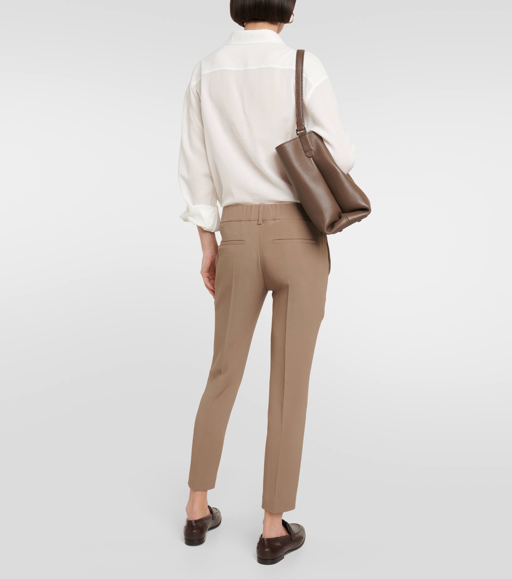Crêpe low-rise slim pants - 6