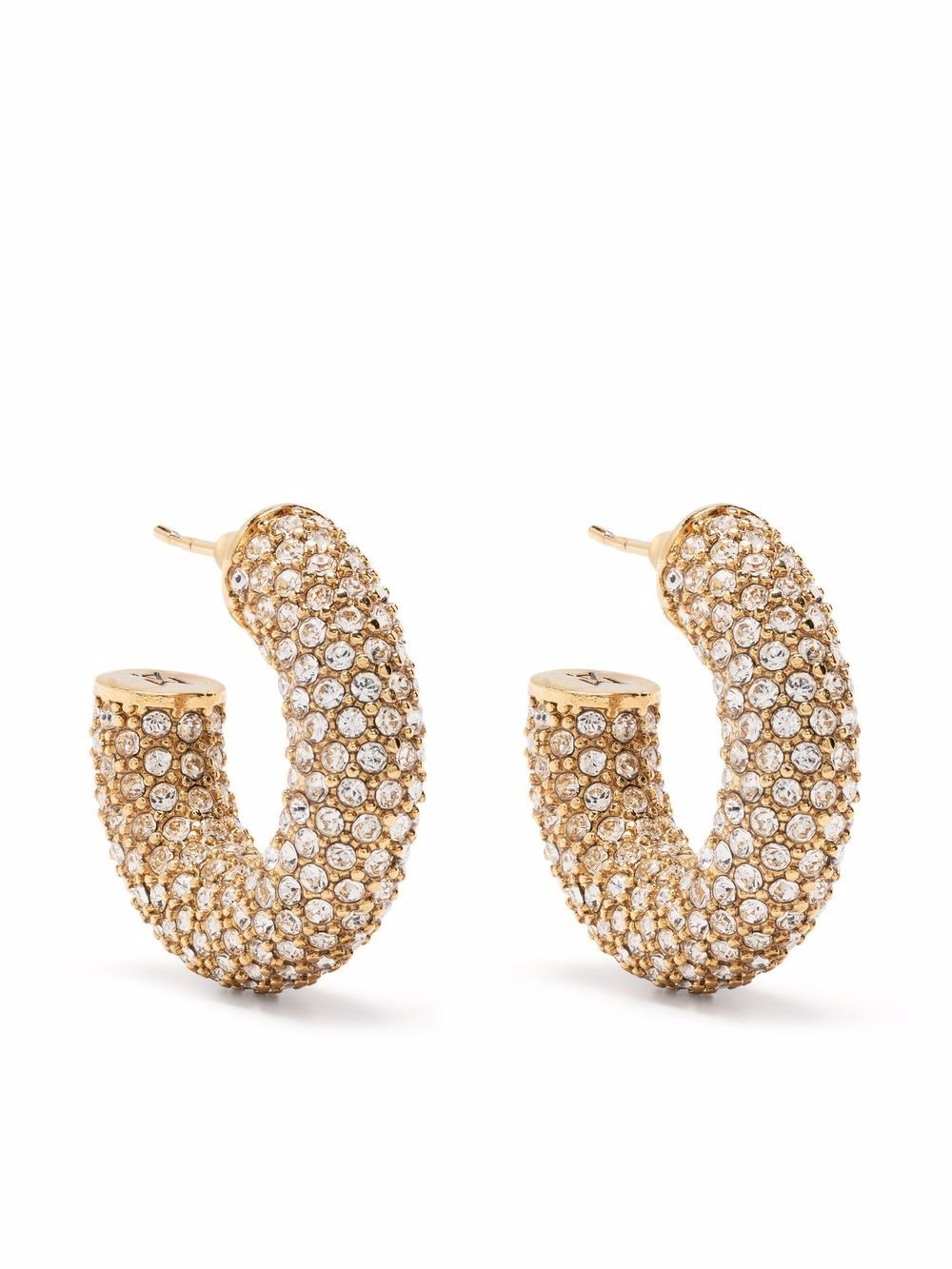 ピアス AMINA MUADDI Earring (ASTRAEARRINGS WHITE) Amina Muaddi | Vittoria hoop white and gold crystal earrings