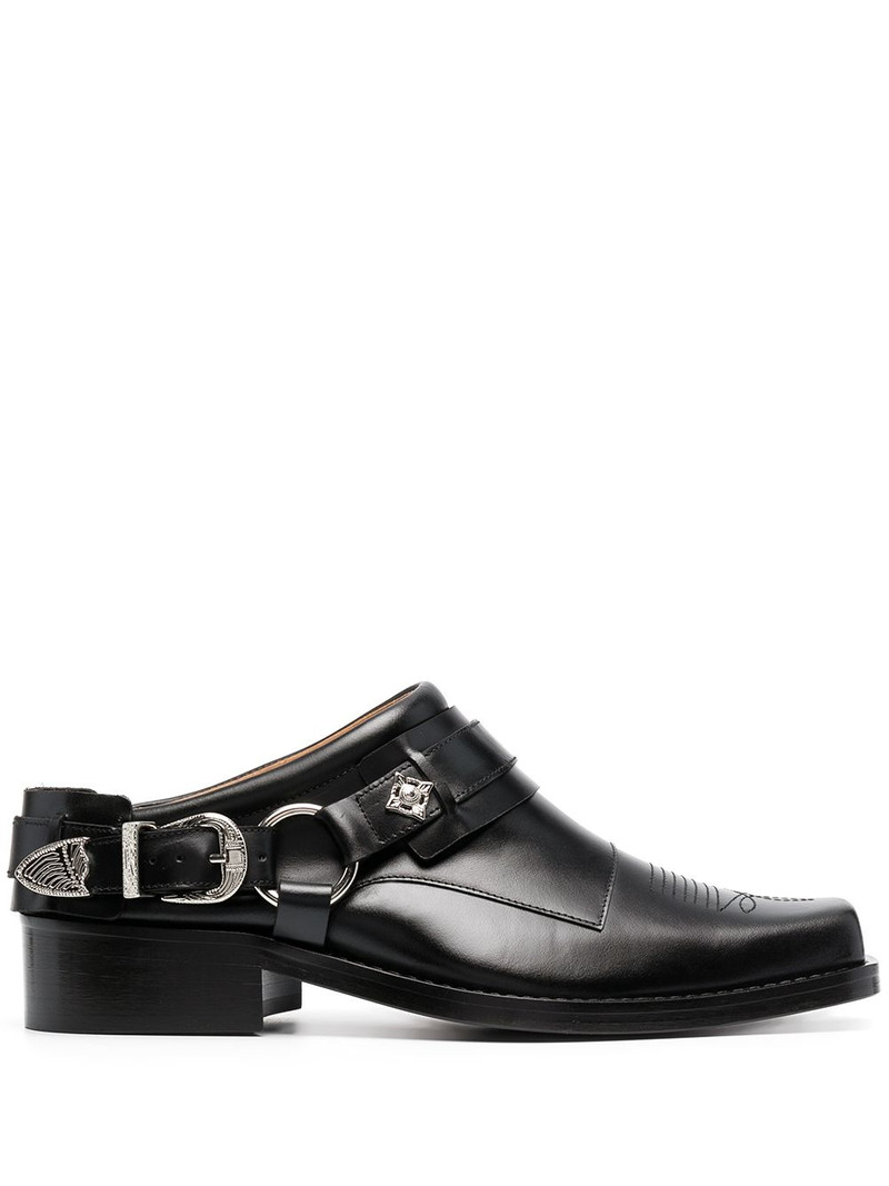 buckled leather slip-on boots 1