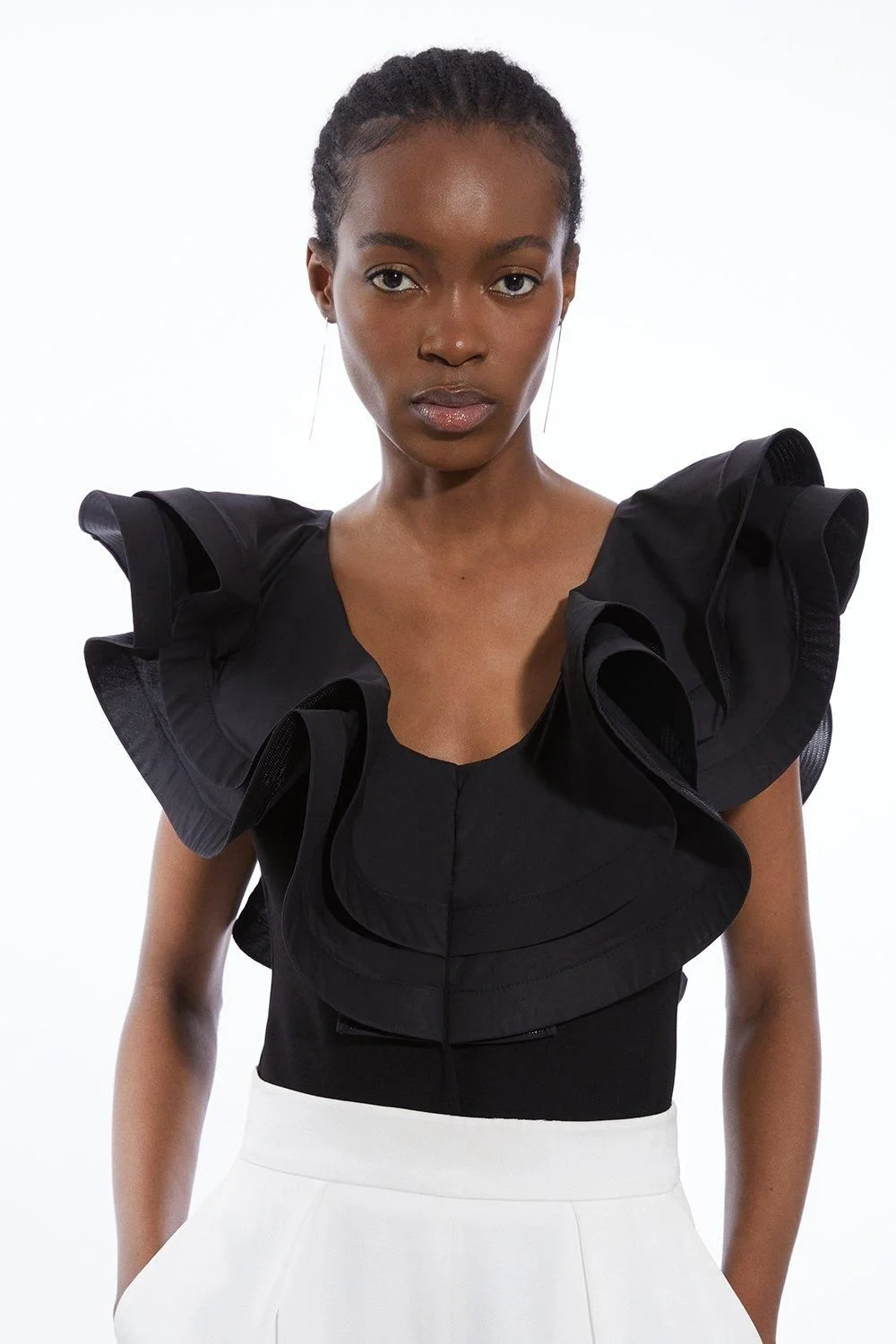 Cotton Ruffle Detail Bodysuit - 1