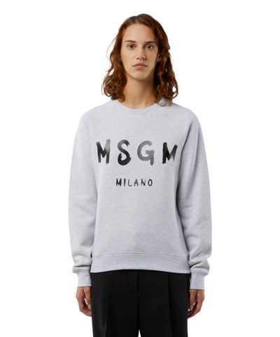MSGM Crew neck cotton sweatshirt with a brushed logo outlook