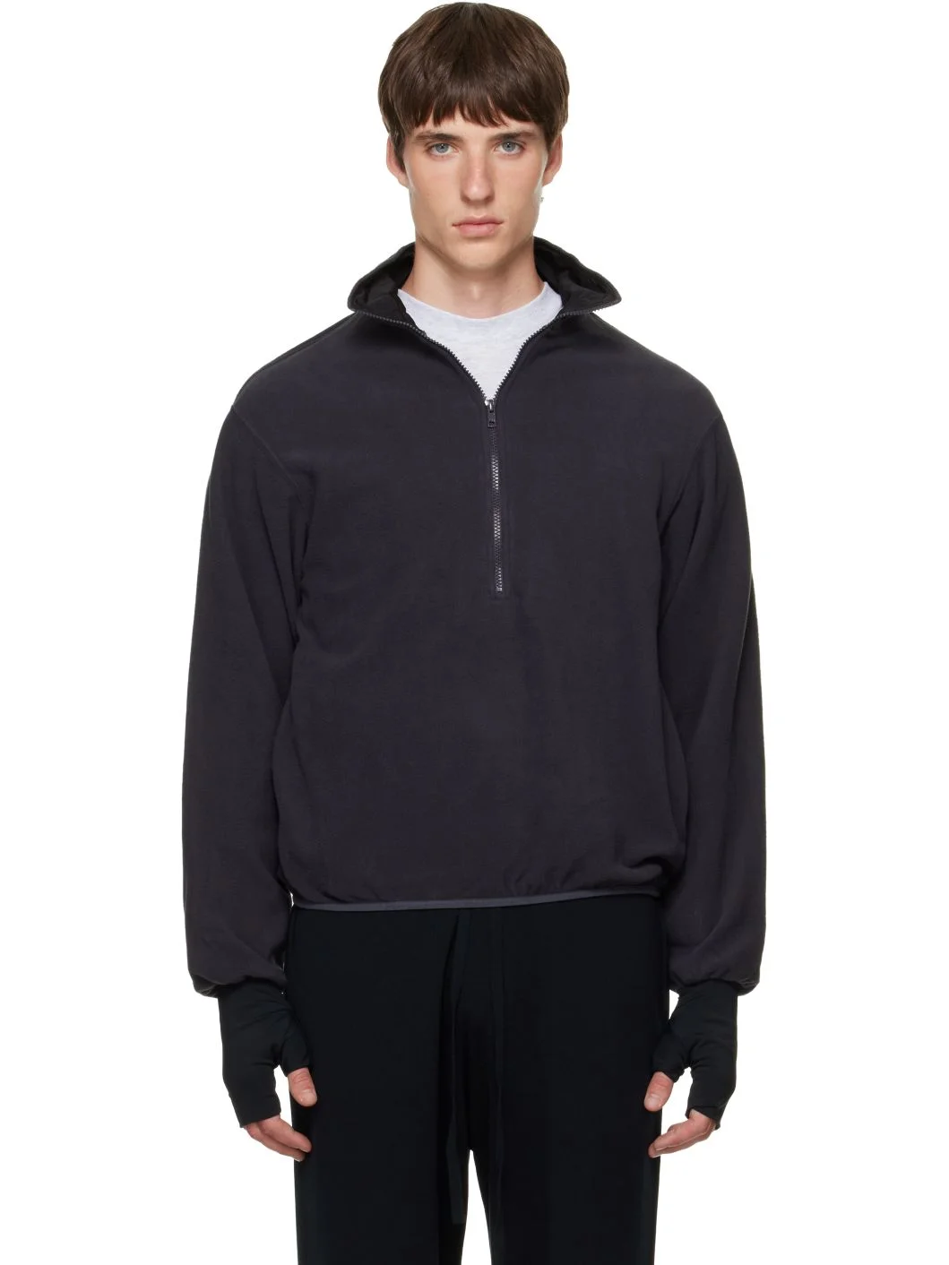 Black Shell Fleece Sweatshirt - 1