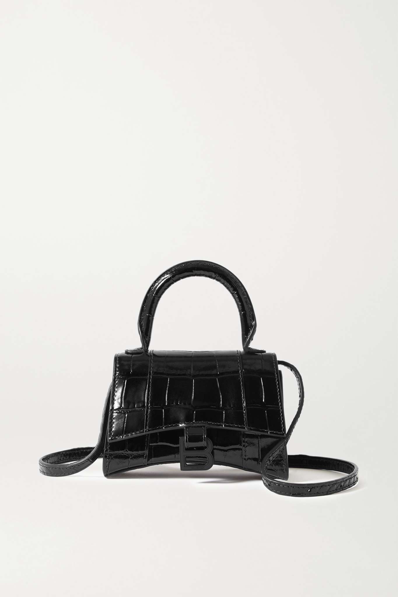 Hourglass nano croc-effect leather tote - 1