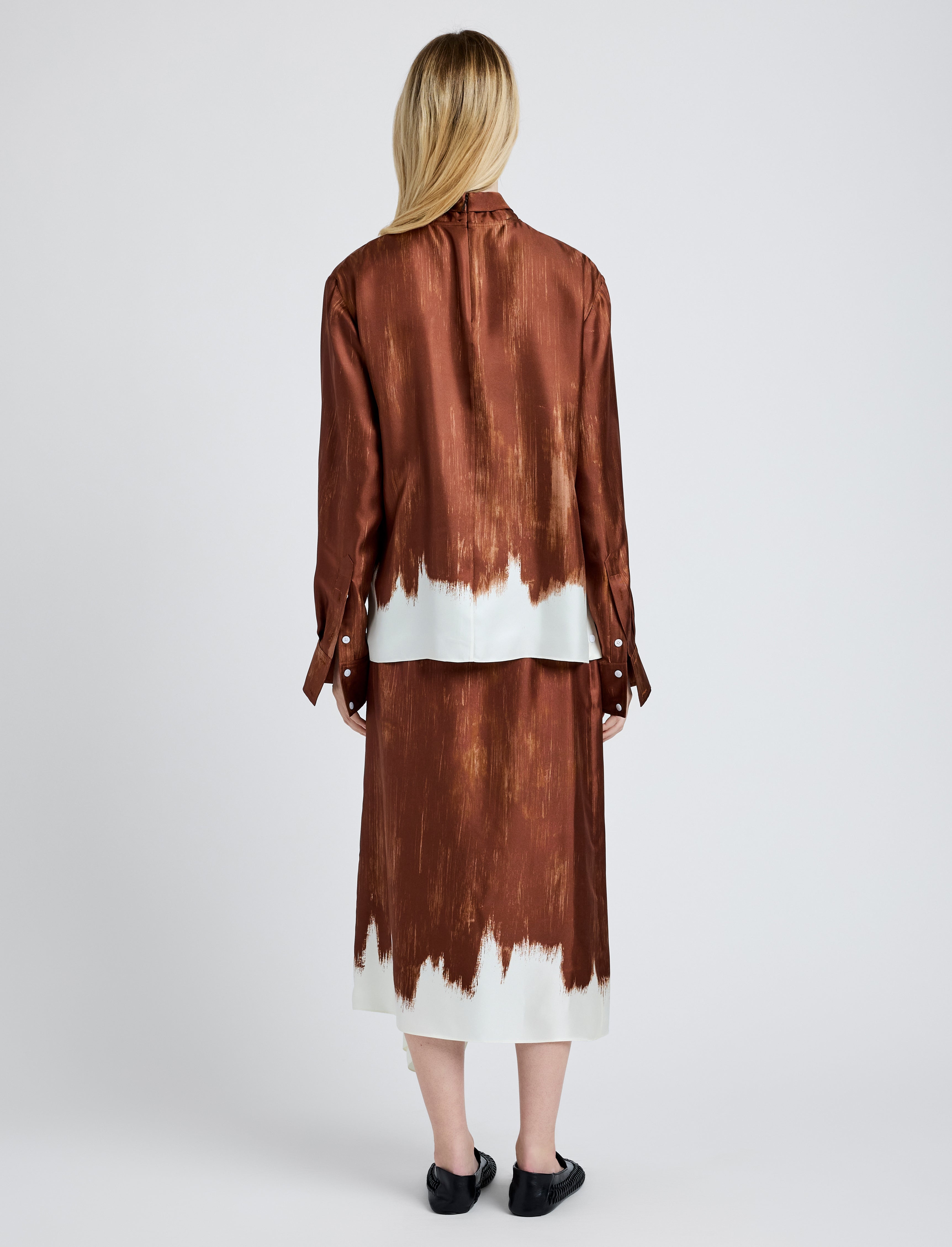 Amery Skirt in Double Printed Silk Twill - 4