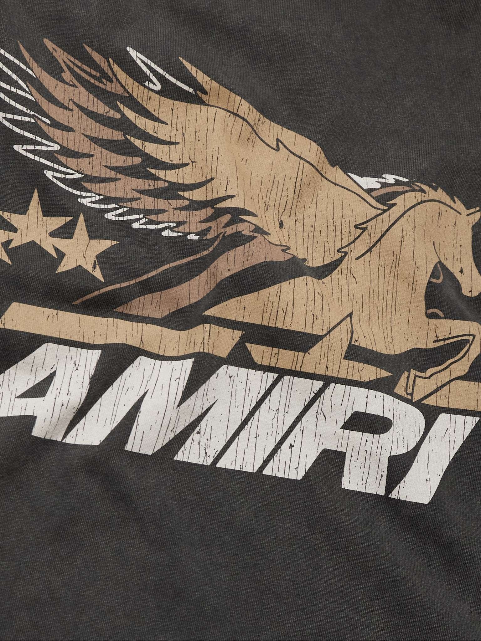【AMIRI】 VINTAGE PEGASUS OVERSIZED TEE AMIRI Vintage Pegasus Oversized Distressed Logo-Print Cotton