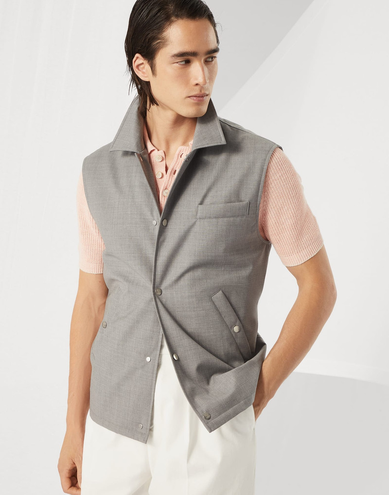 Bonded virgin wool fresco vest with Thermore® padding and shirt-style collar 1