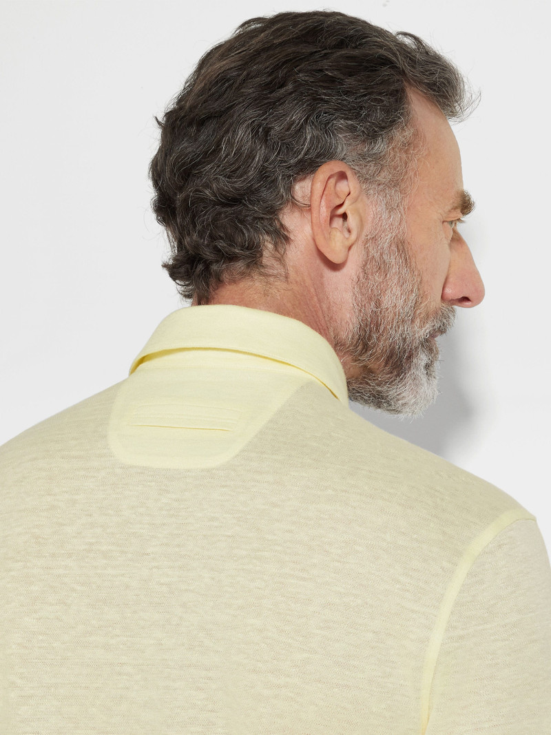 ZEGNA LIGHT YELLOW OASI LINO POLO SHIRT outlook