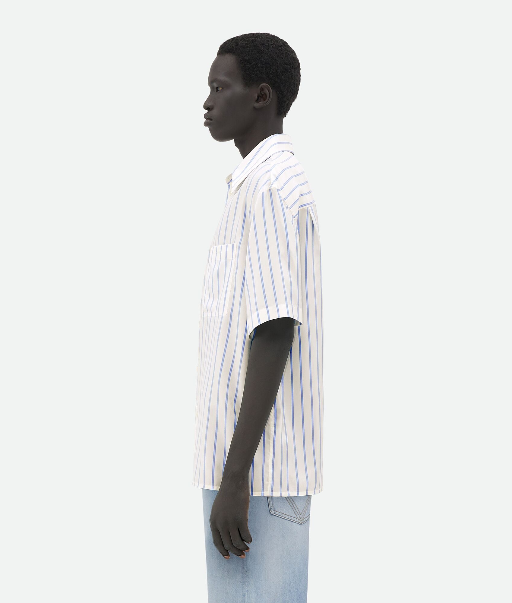 Short-Sleeved Silk Striped Shirt - 2